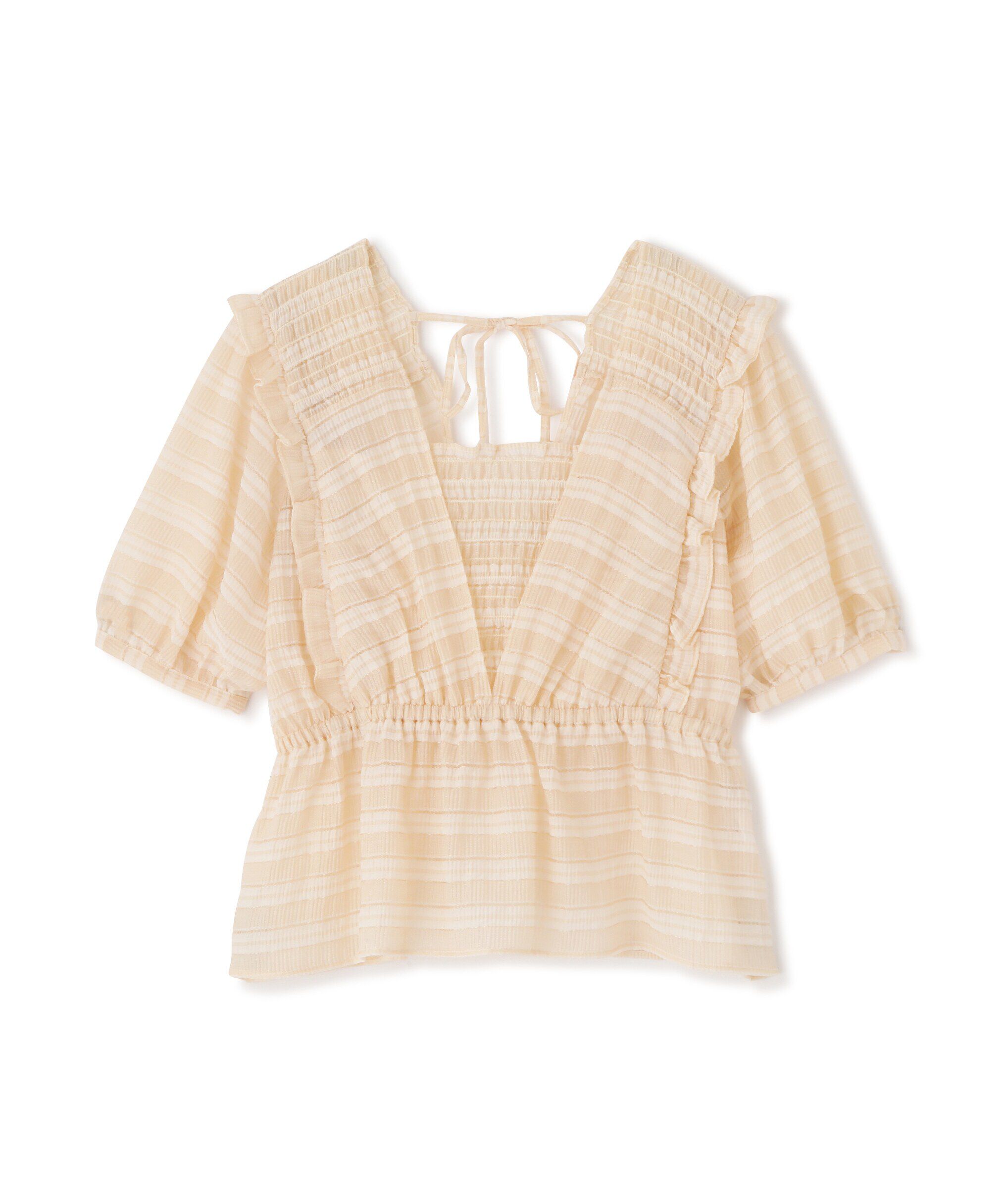  「肩フリルシャーリングペプラムブラウス」|シャツ・ブラウス|