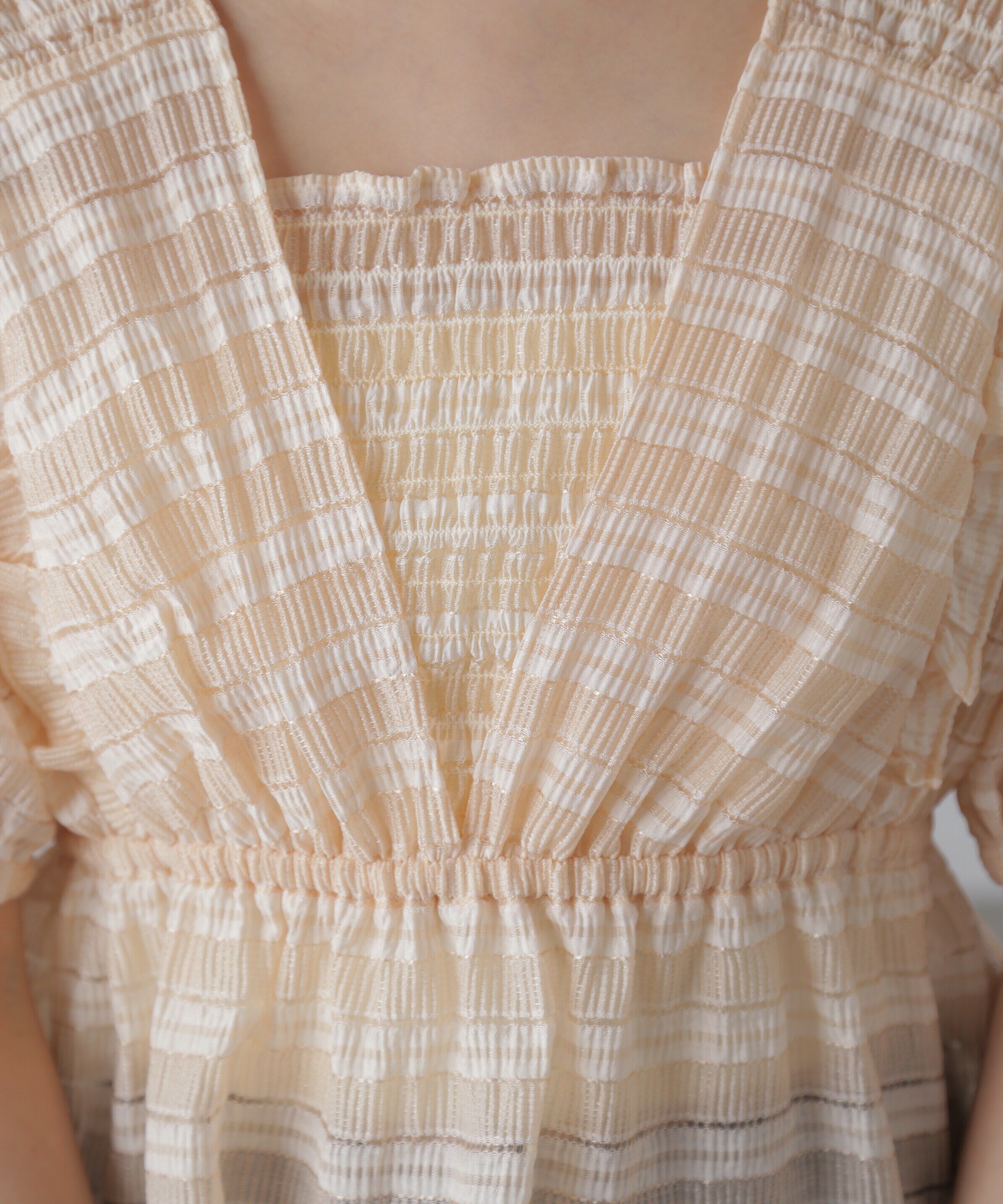  「肩フリルシャーリングペプラムブラウス」|シャツ・ブラウス|