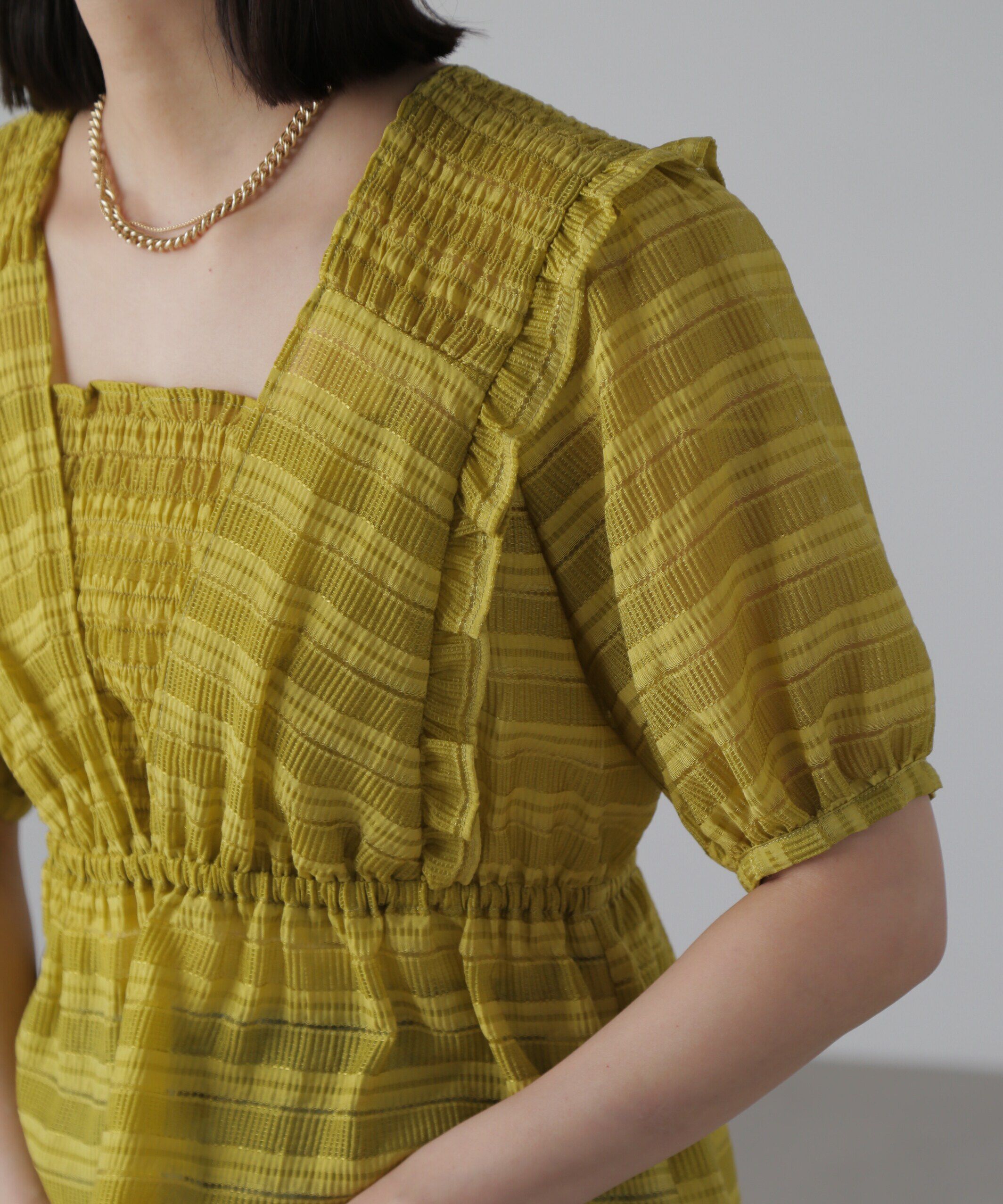  「肩フリルシャーリングペプラムブラウス」|シャツ・ブラウス|