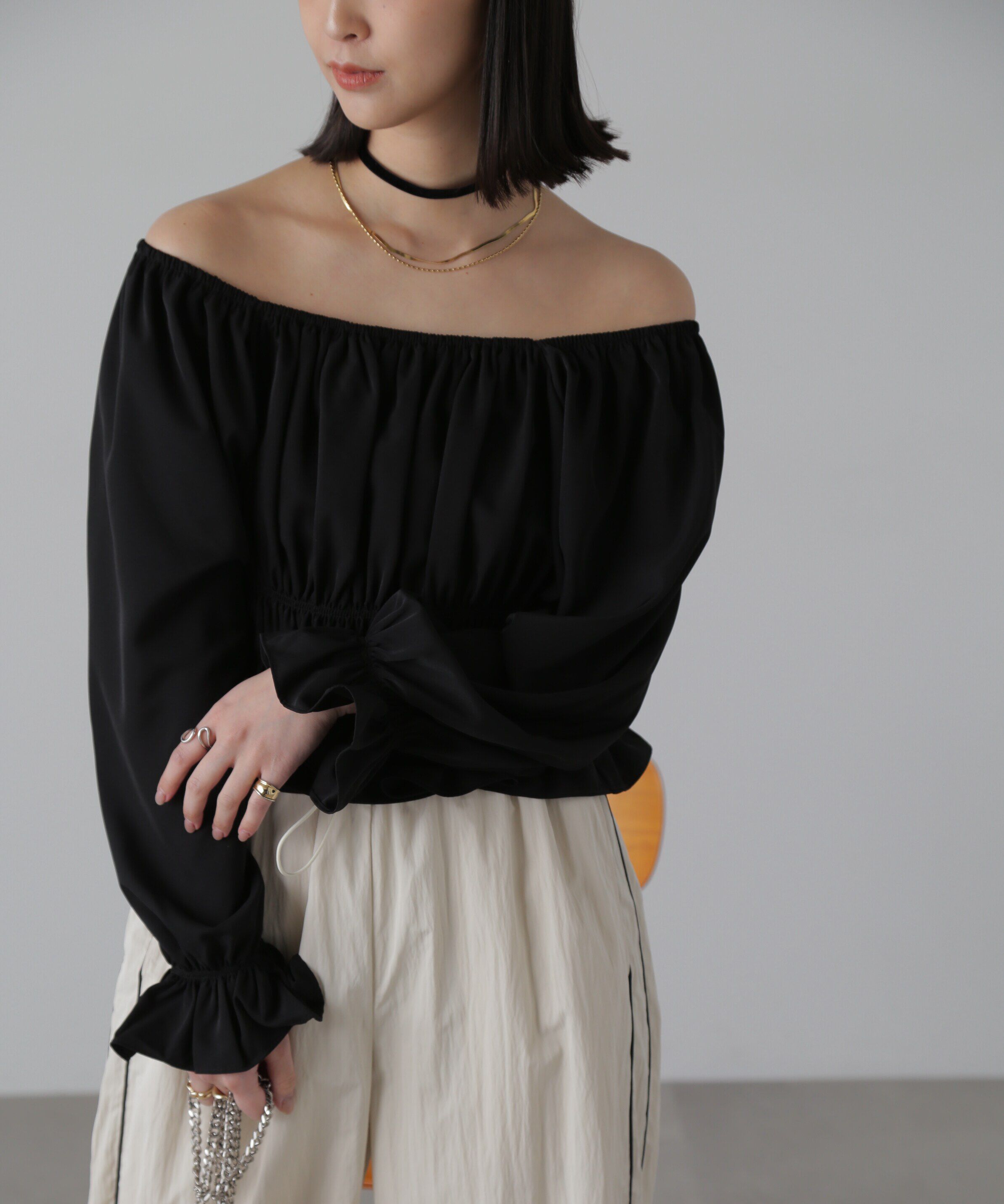  「スクエアネックシャーリングブラウス」|シャツ・ブラウス|