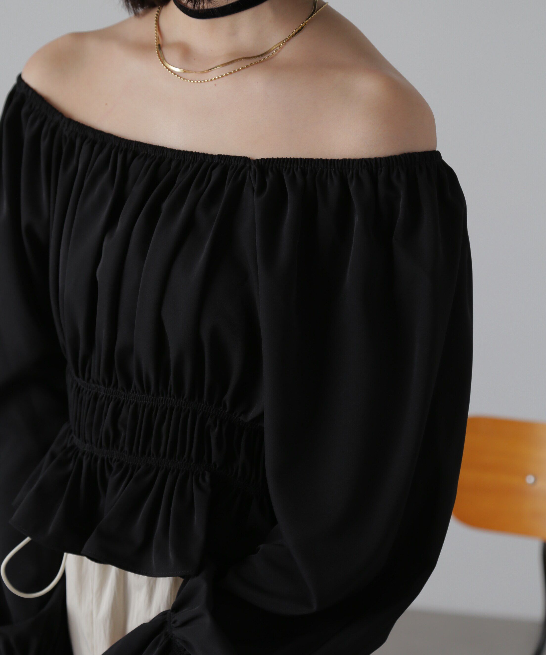  「スクエアネックシャーリングブラウス」|シャツ・ブラウス|