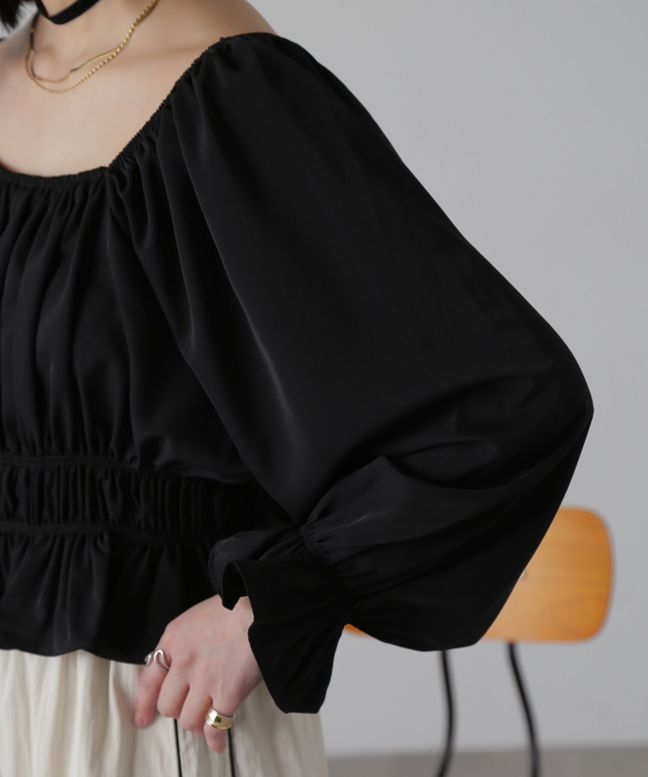  「スクエアネックシャーリングブラウス」|シャツ・ブラウス|