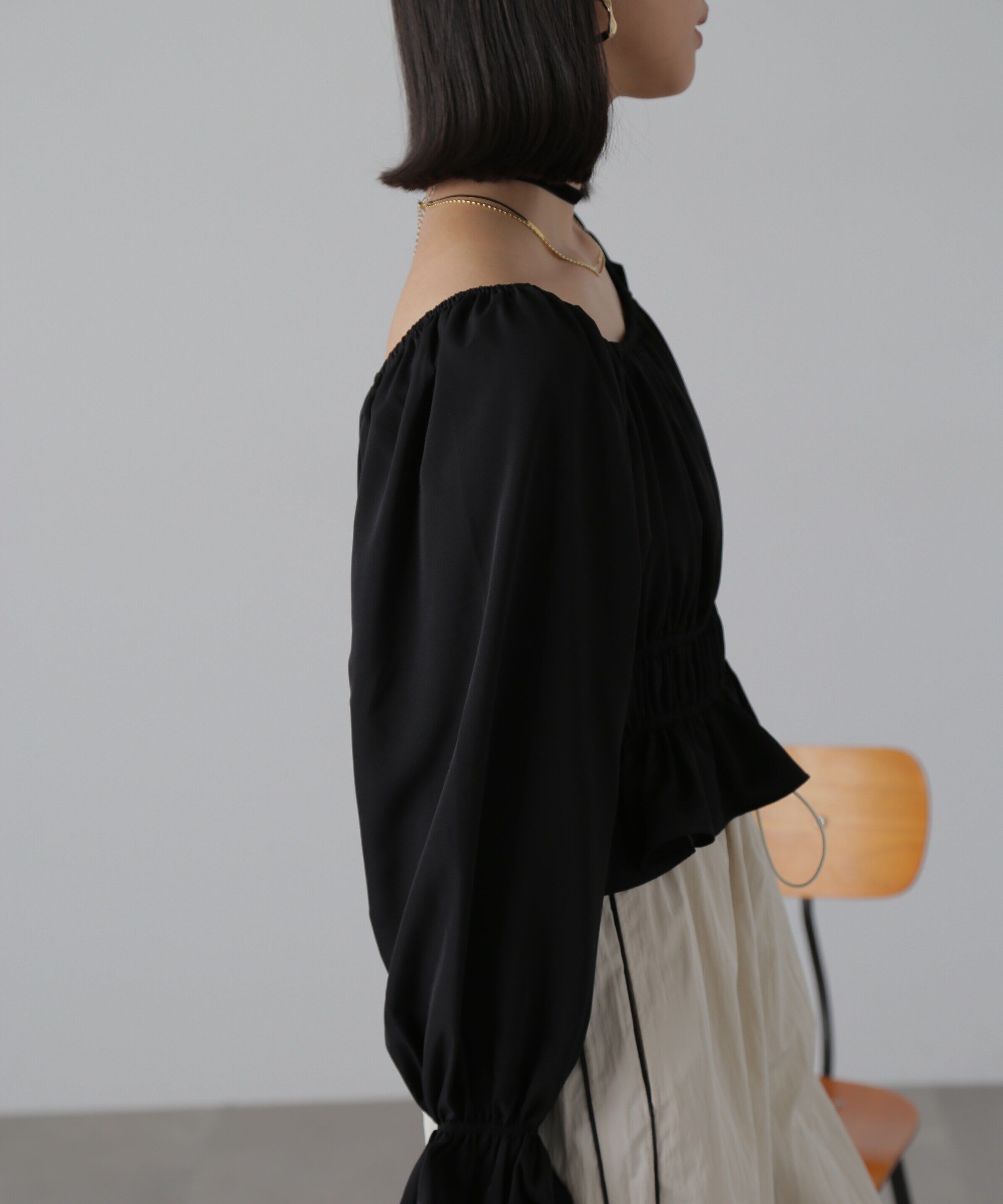  「スクエアネックシャーリングブラウス」|シャツ・ブラウス|