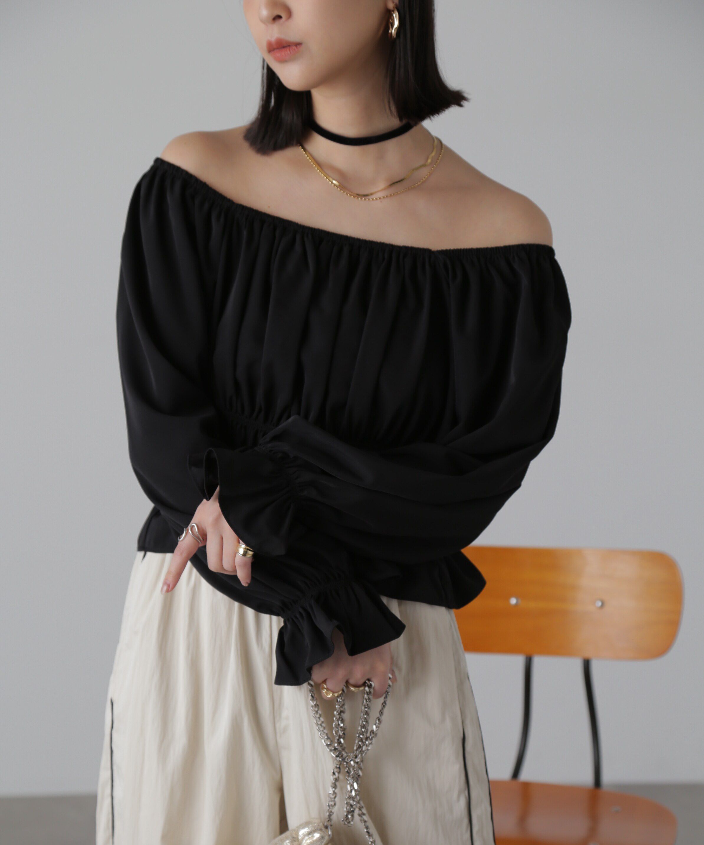  「スクエアネックシャーリングブラウス」|シャツ・ブラウス|