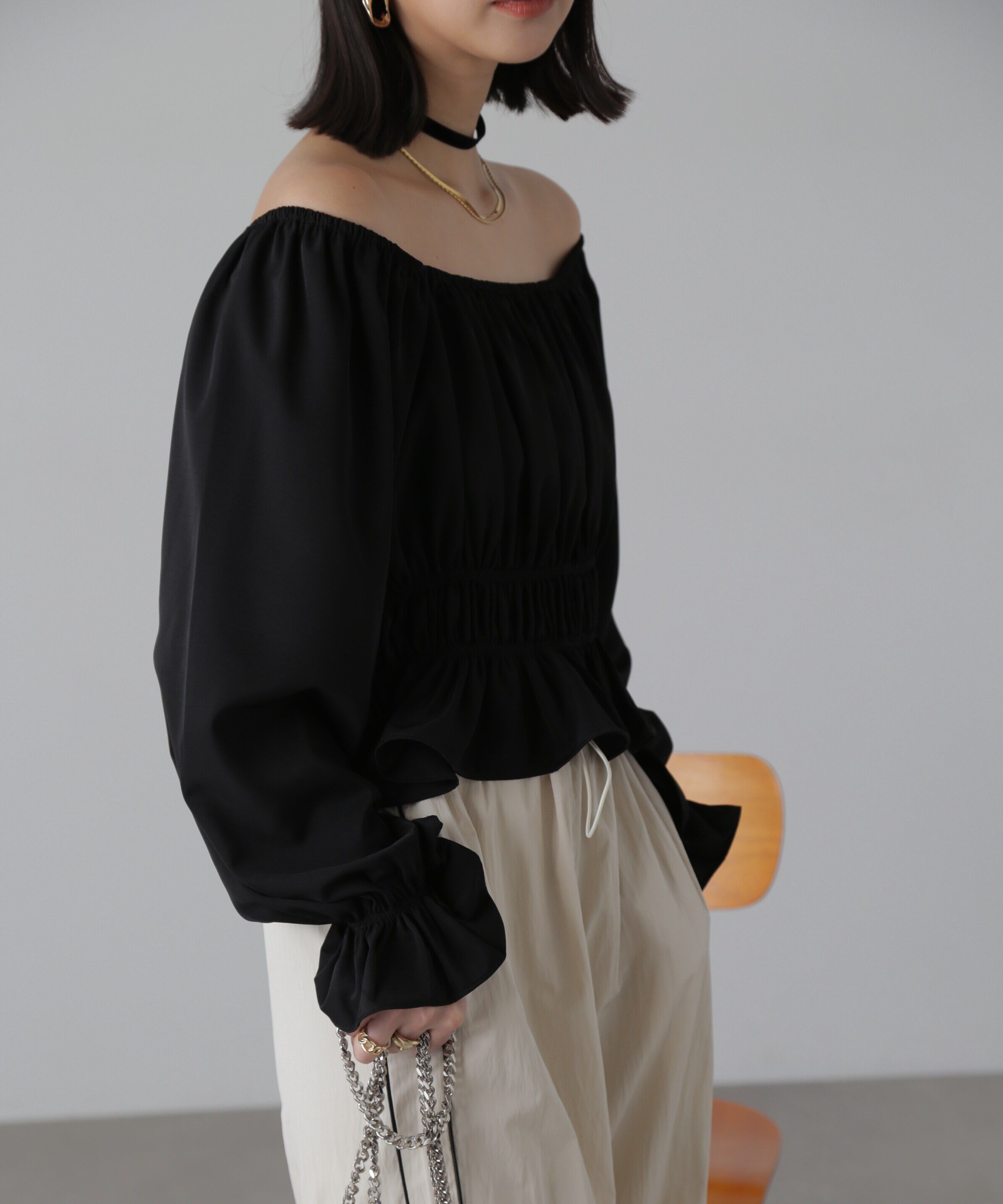  「スクエアネックシャーリングブラウス」|シャツ・ブラウス|