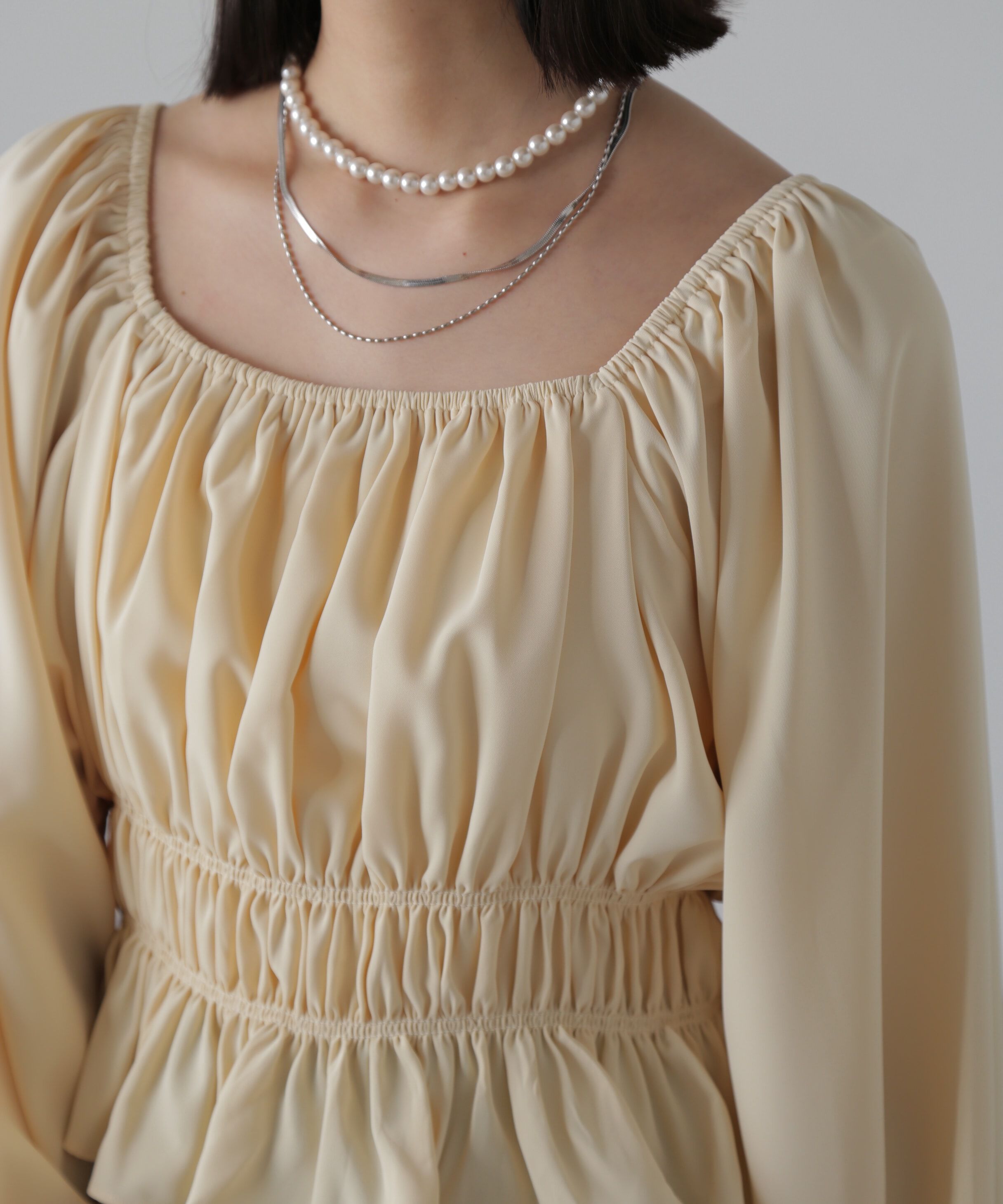  「スクエアネックシャーリングブラウス」|シャツ・ブラウス|