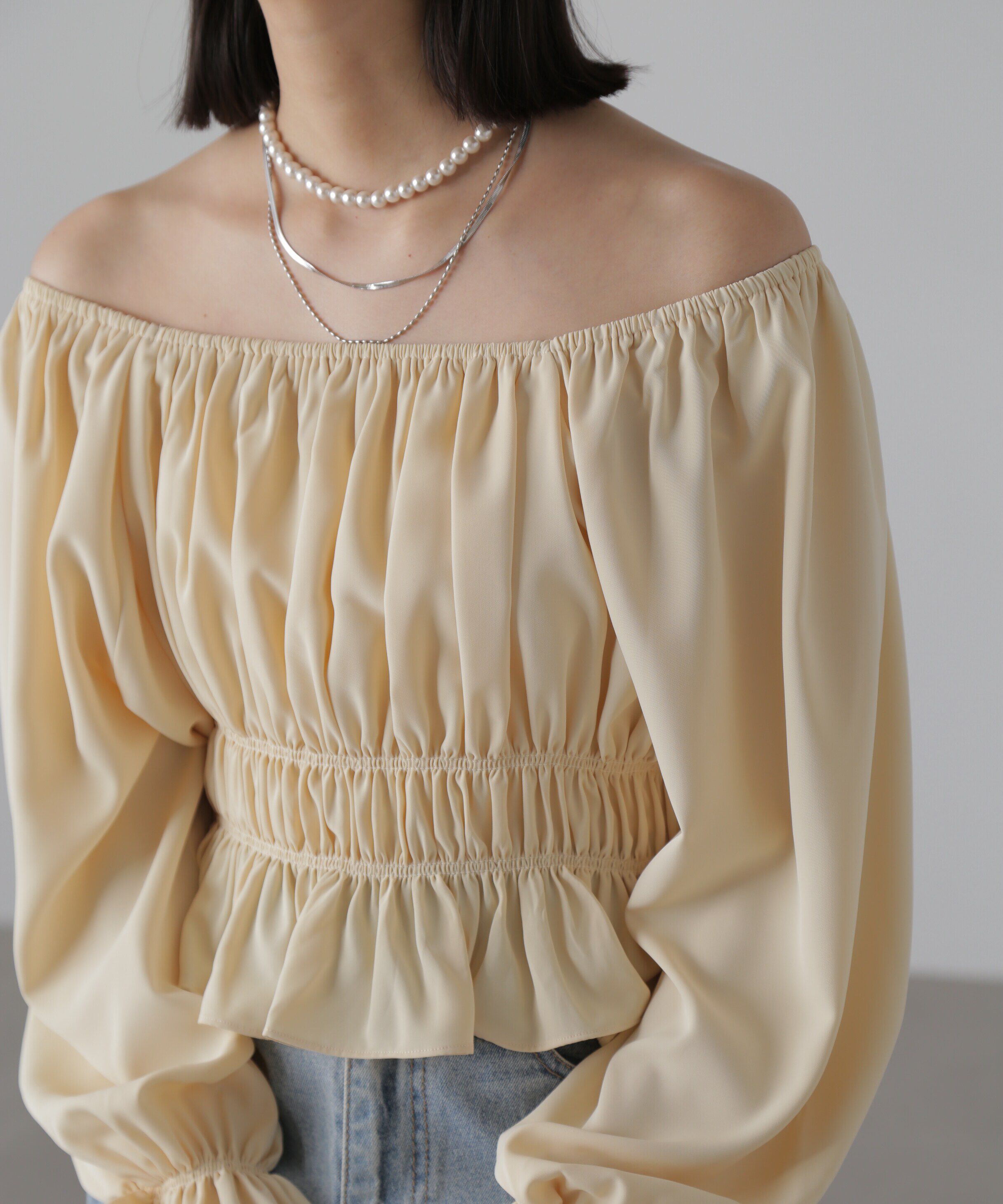  「スクエアネックシャーリングブラウス」|シャツ・ブラウス|