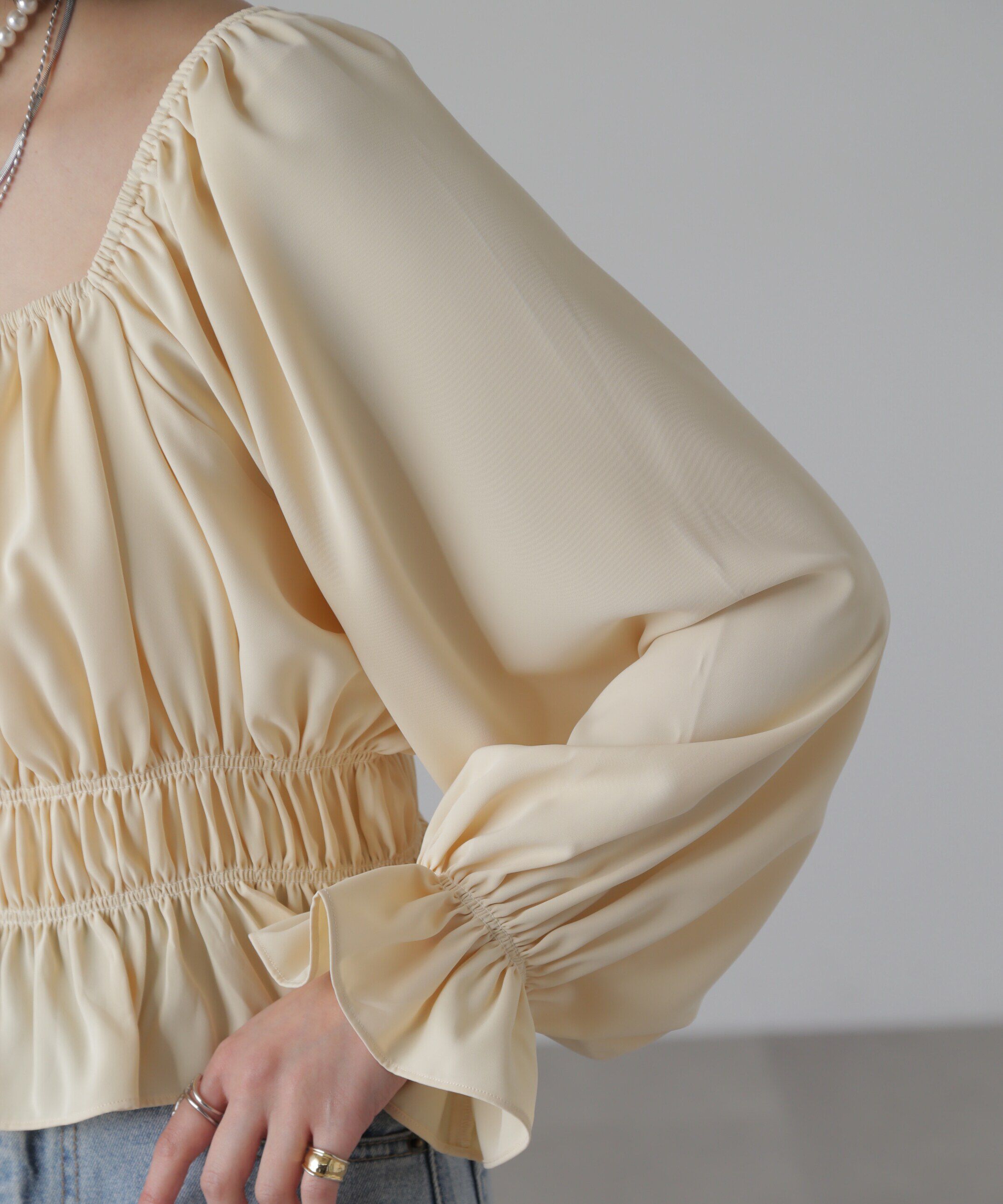  「スクエアネックシャーリングブラウス」|シャツ・ブラウス|