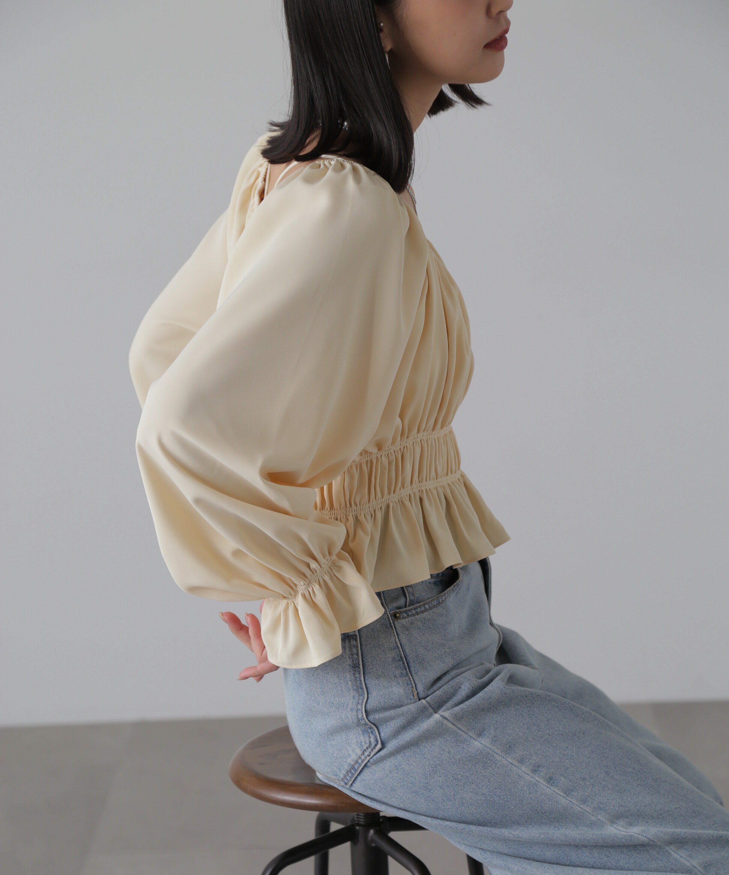  「スクエアネックシャーリングブラウス」|シャツ・ブラウス|