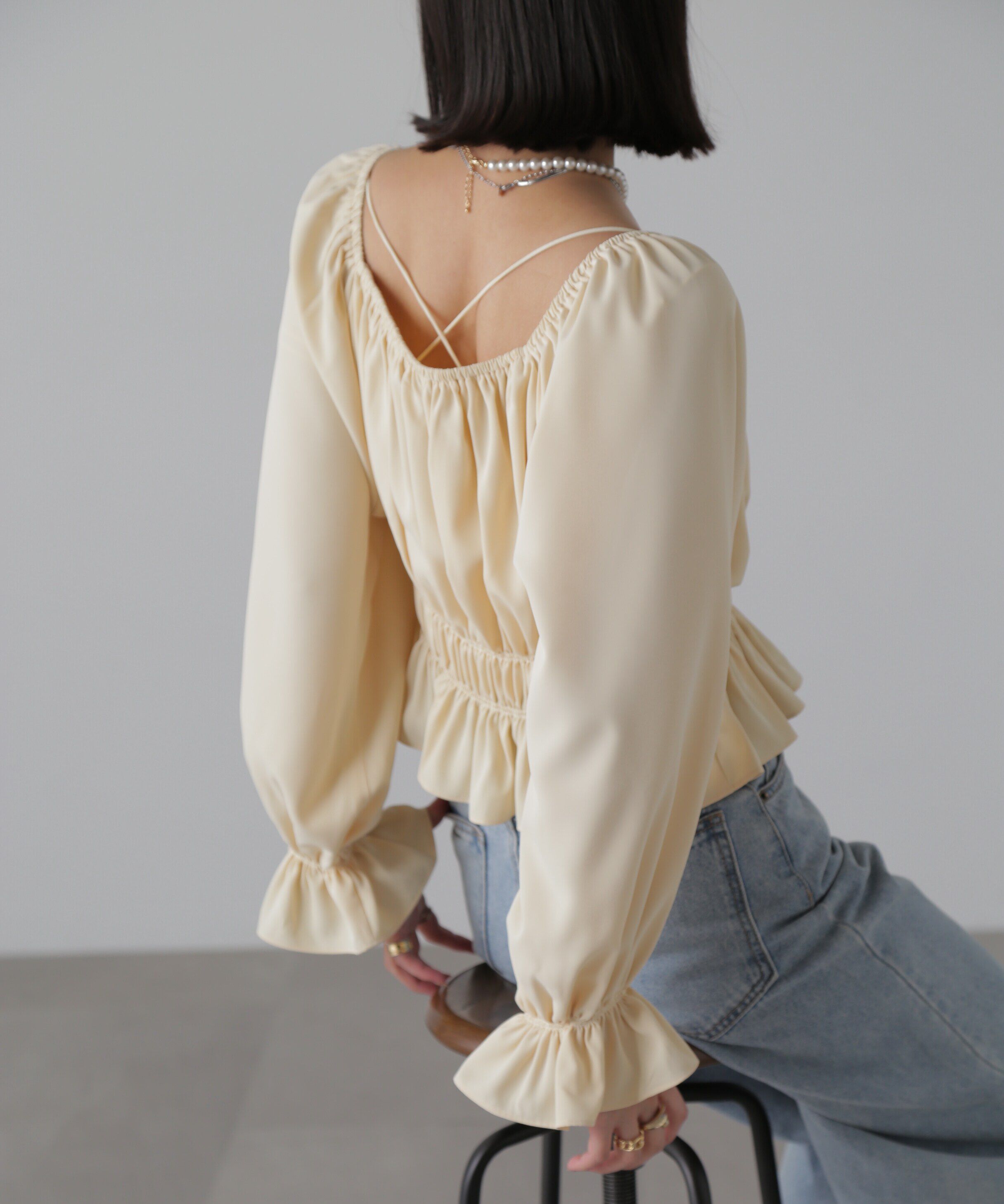  「スクエアネックシャーリングブラウス」|シャツ・ブラウス|