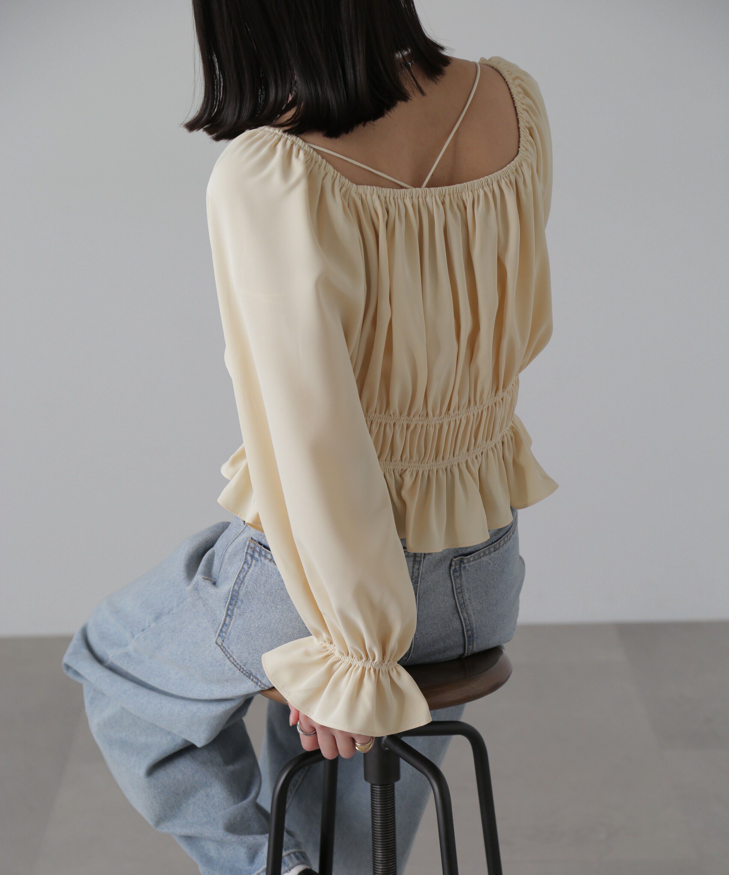  「スクエアネックシャーリングブラウス」|シャツ・ブラウス|