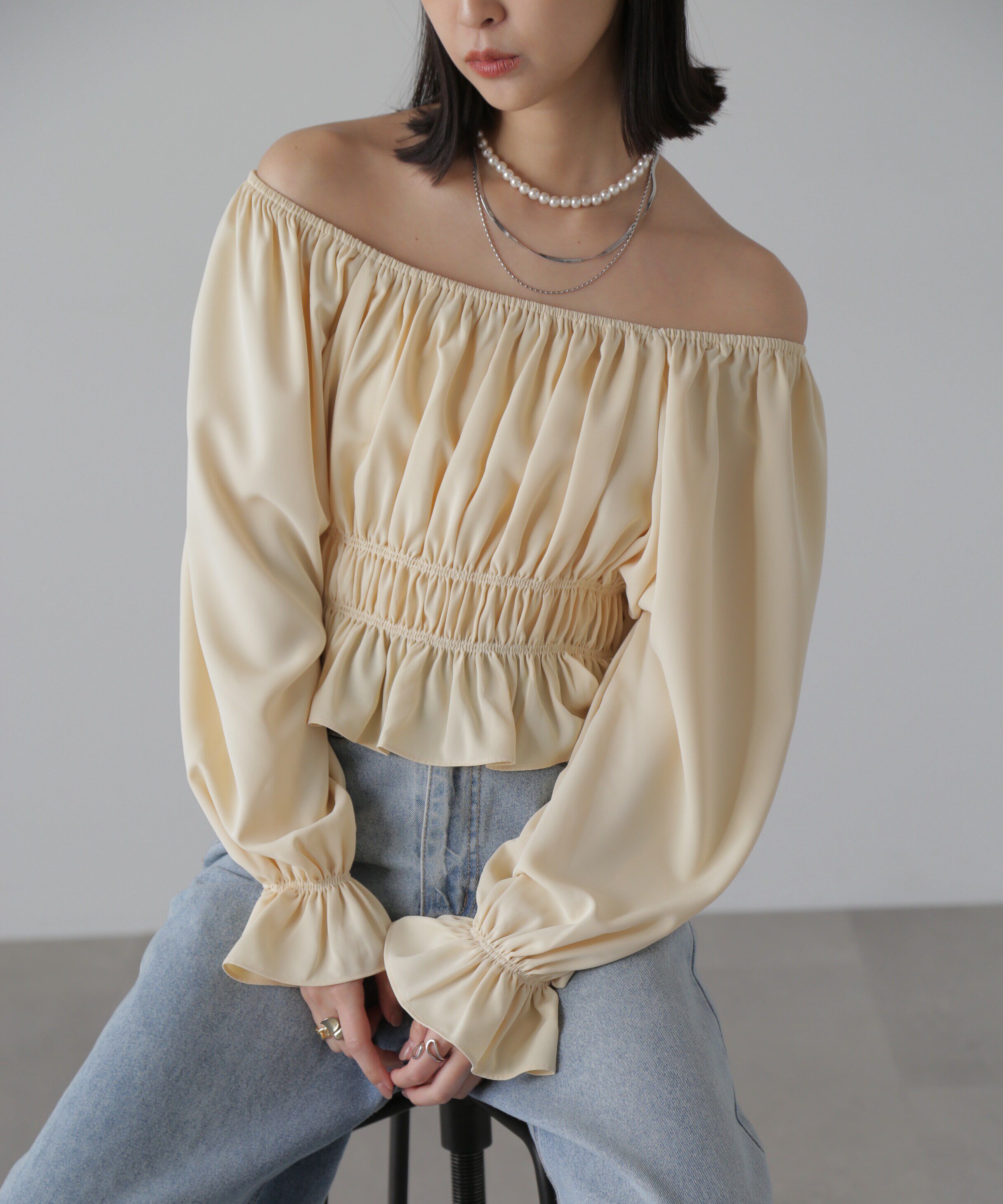  「スクエアネックシャーリングブラウス」|シャツ・ブラウス|