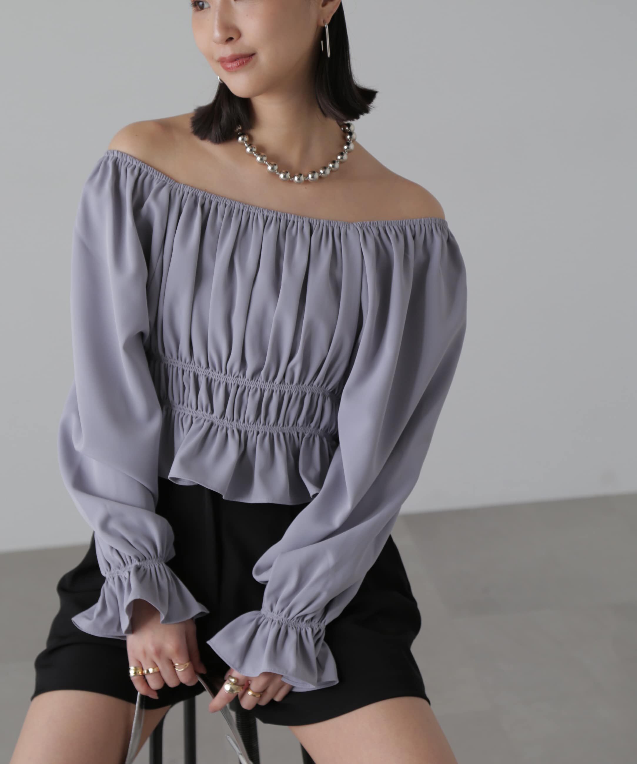  「スクエアネックシャーリングブラウス」|シャツ・ブラウス|