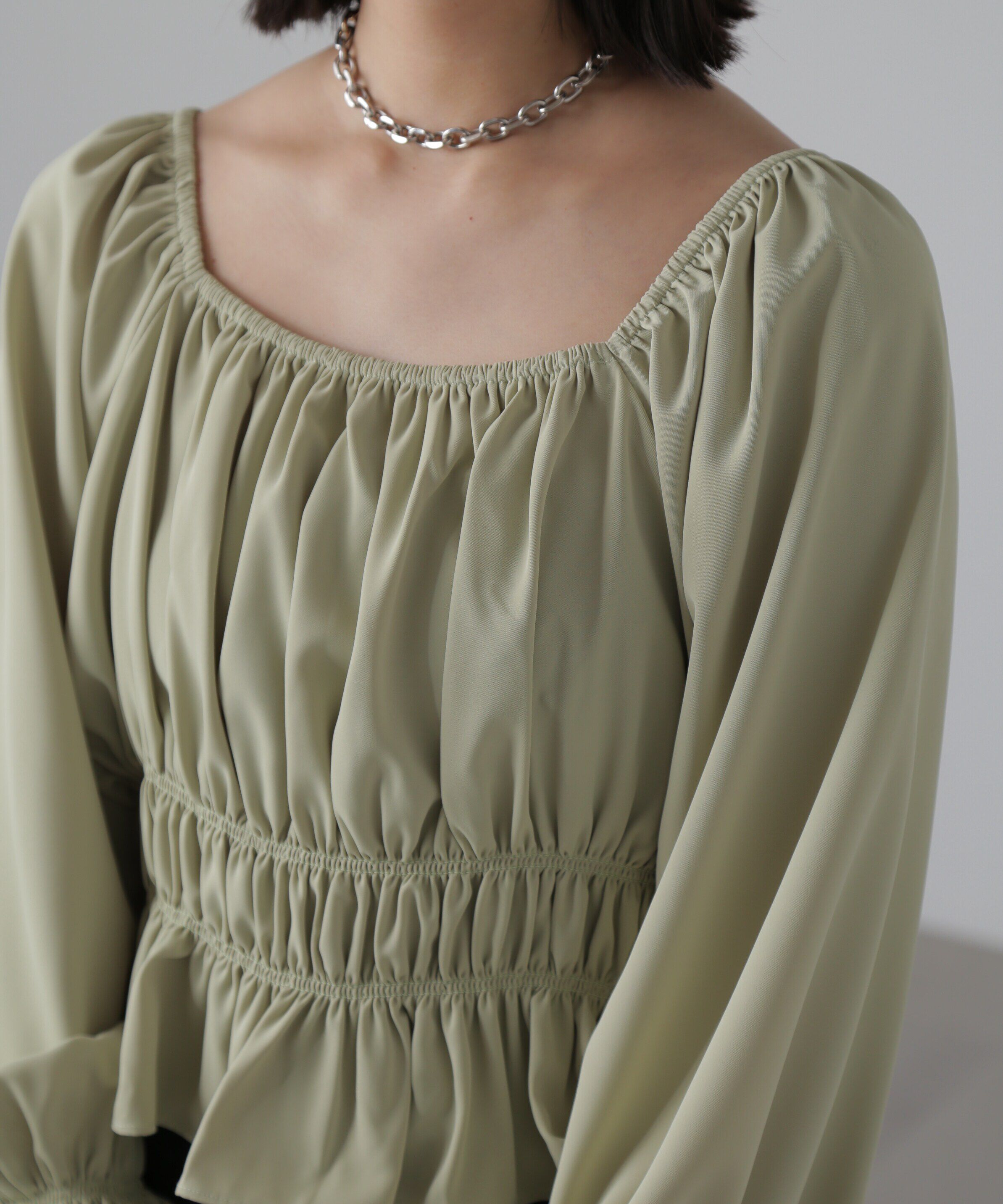  「スクエアネックシャーリングブラウス」|シャツ・ブラウス|