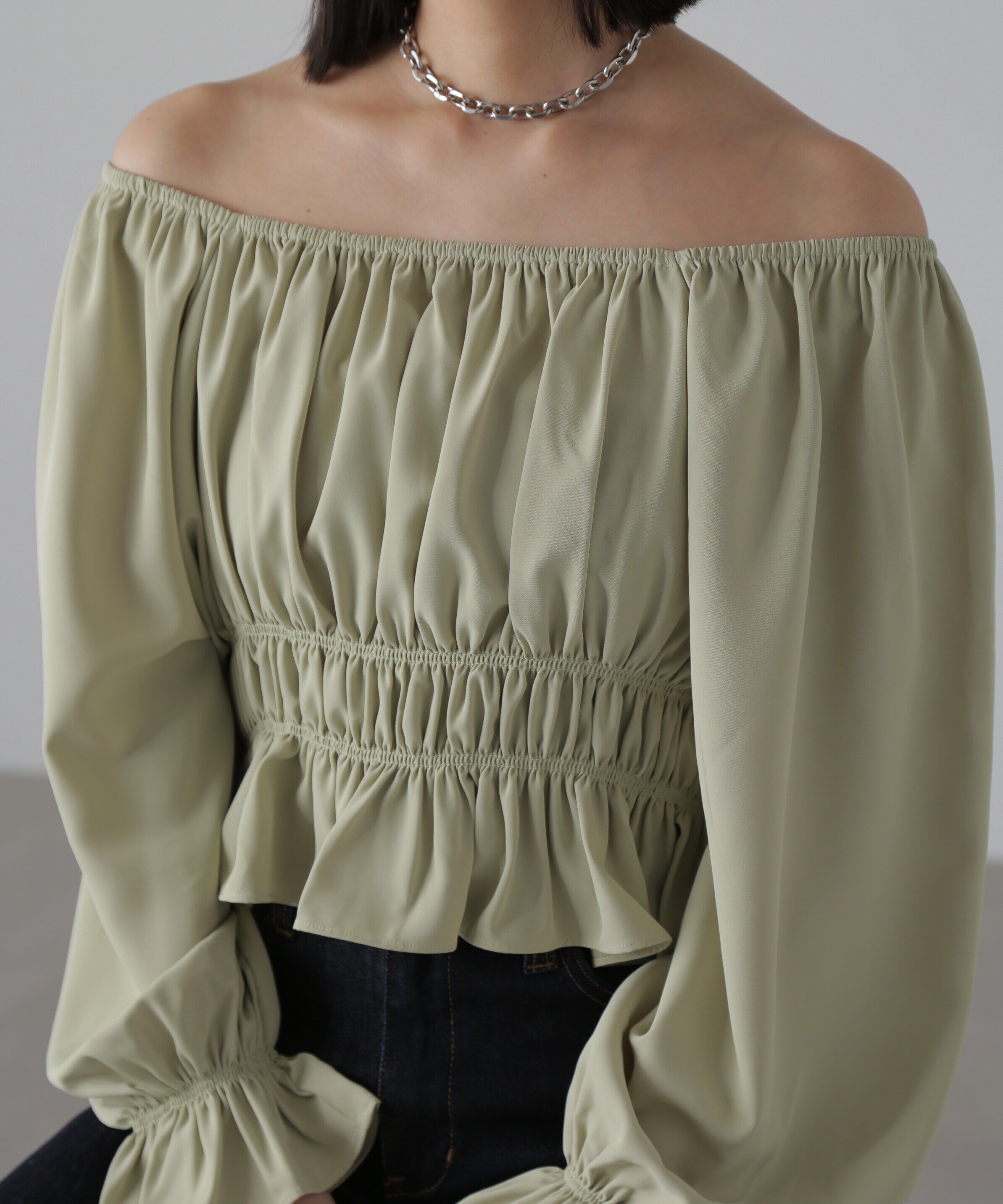  「スクエアネックシャーリングブラウス」|シャツ・ブラウス|