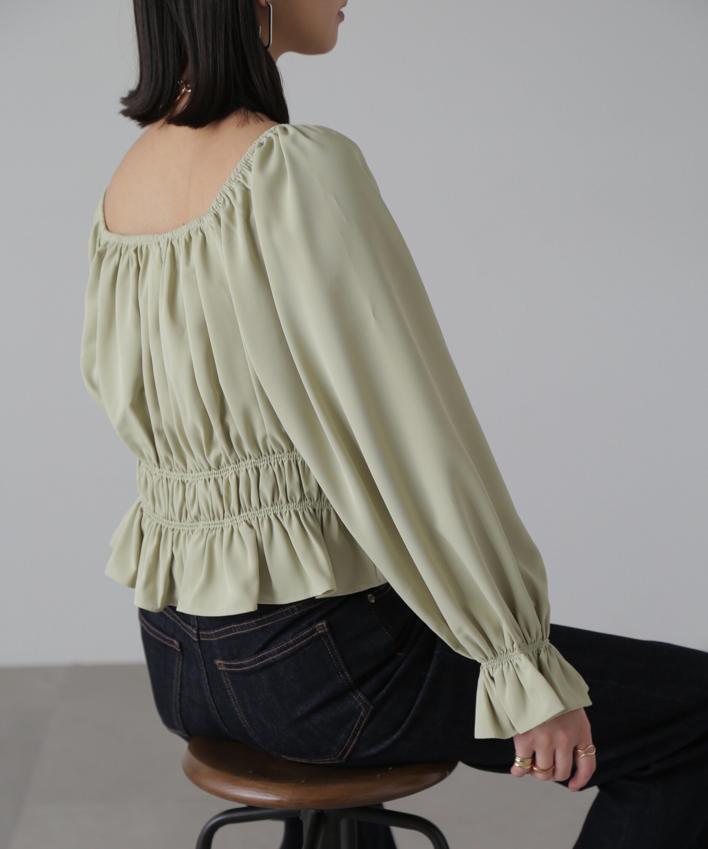  「スクエアネックシャーリングブラウス」|シャツ・ブラウス|