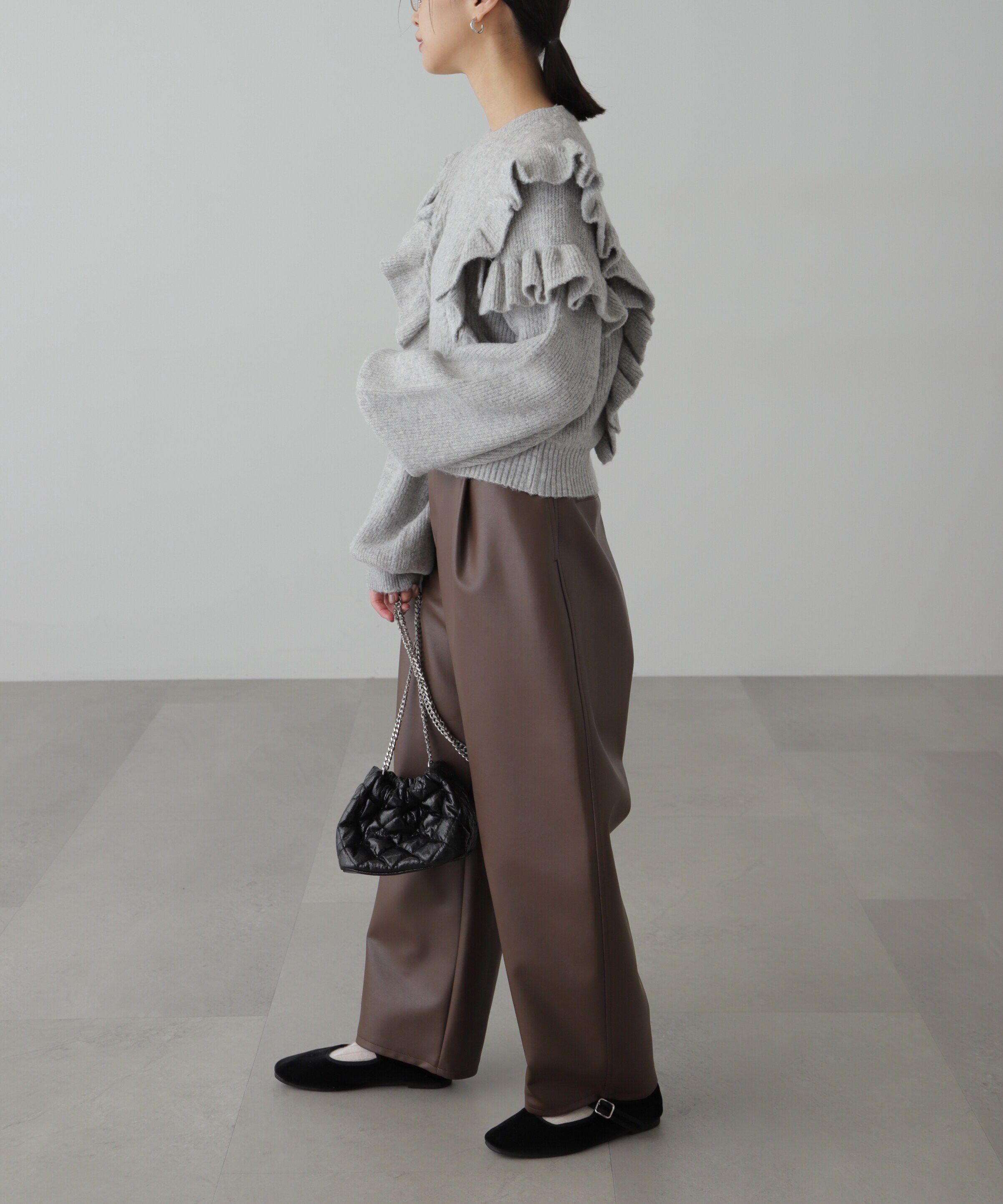  「肩フリルケーブルニット」|ニット・セーター|