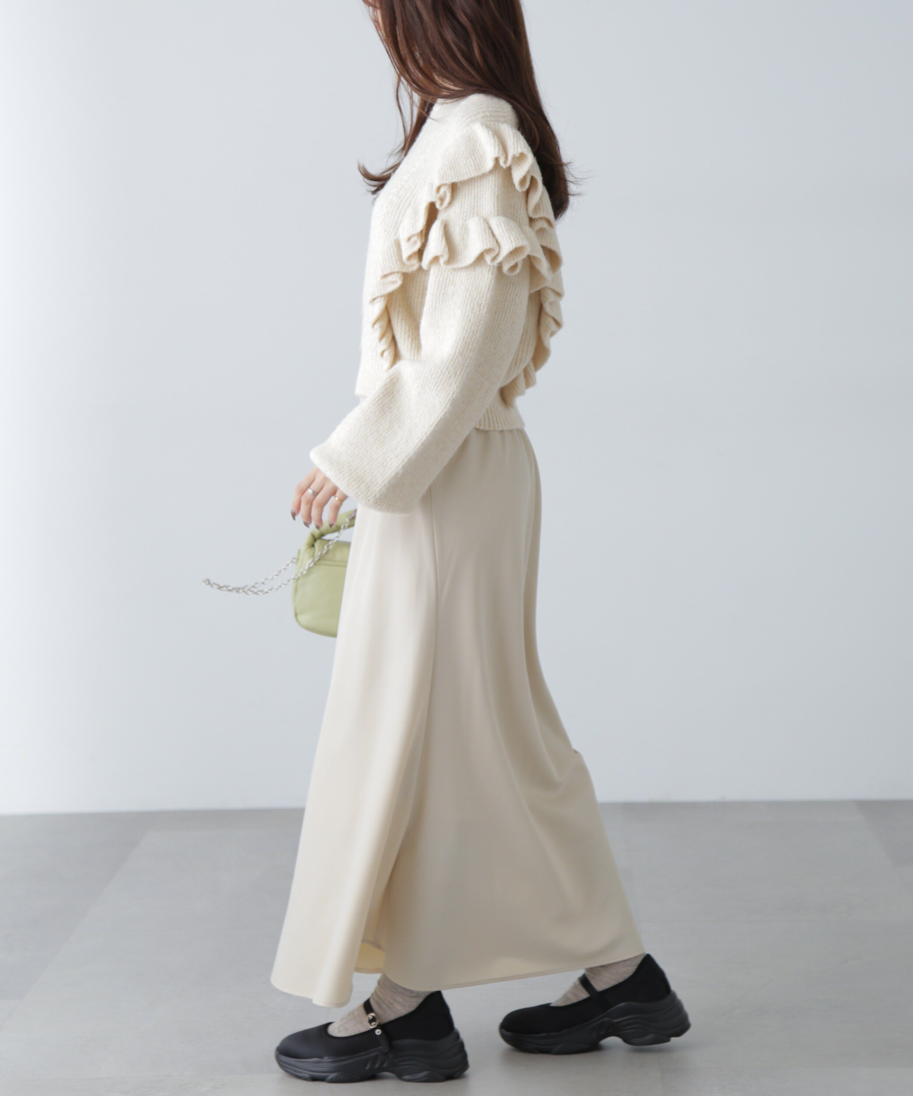  「肩フリルケーブルニット」|ニット・セーター|