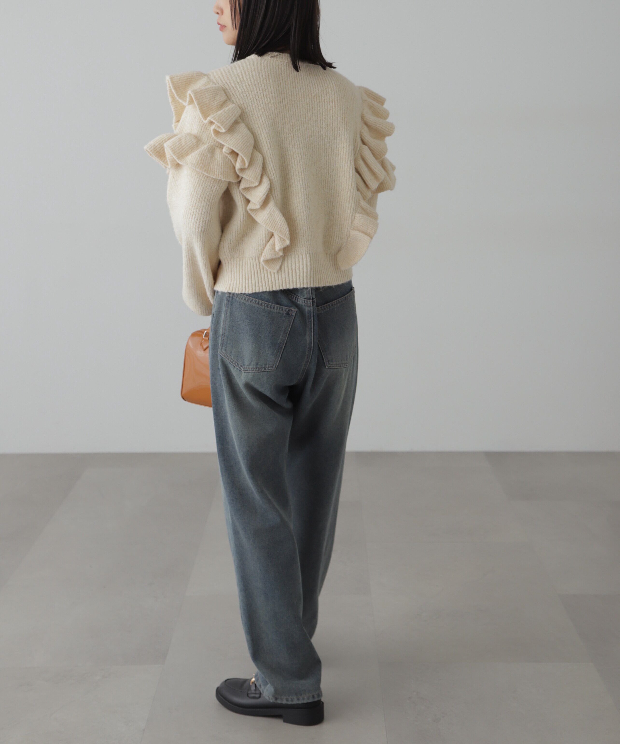  「肩フリルケーブルニット」|ニット・セーター|