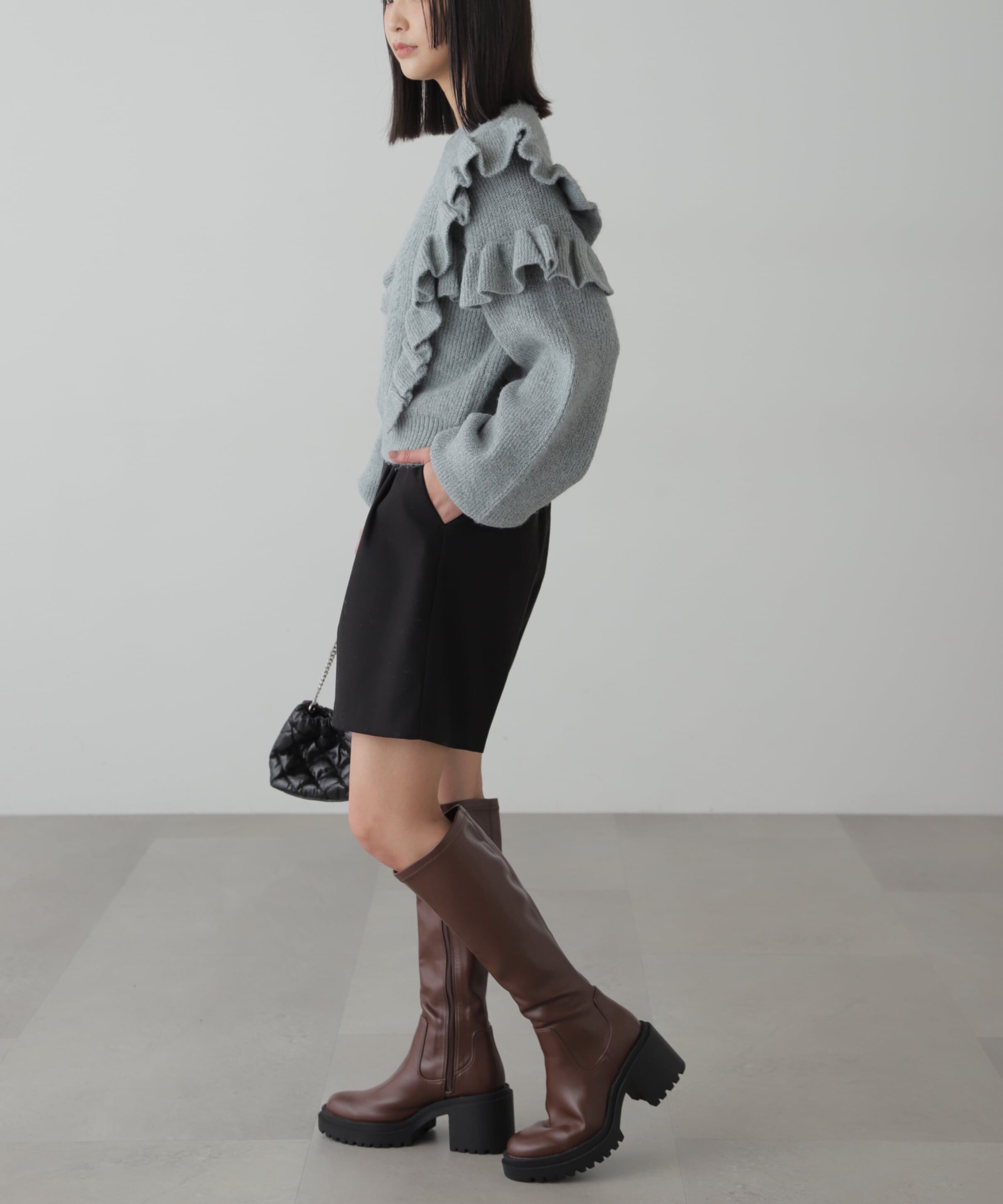  「肩フリルケーブルニット」|ニット・セーター|