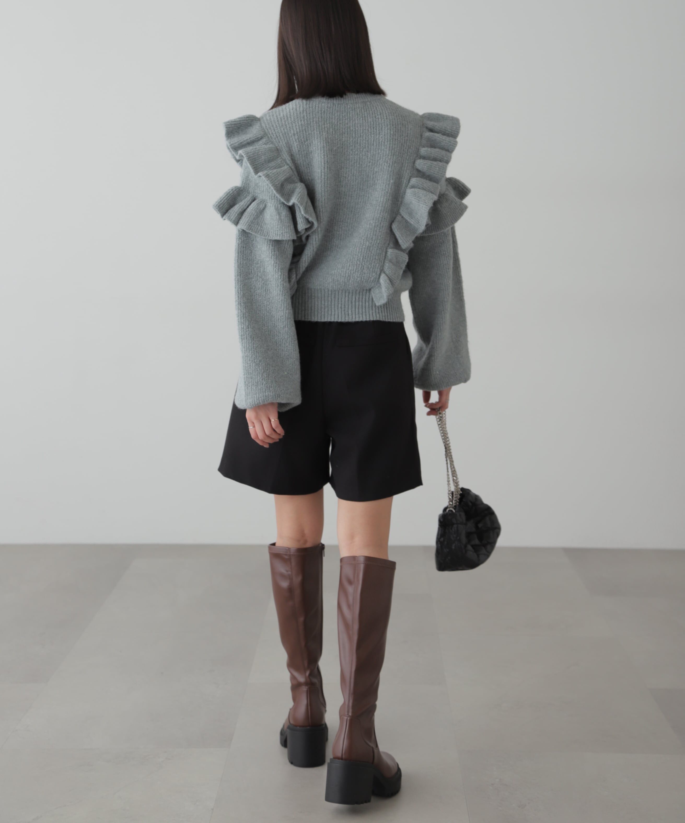  「肩フリルケーブルニット」|ニット・セーター|