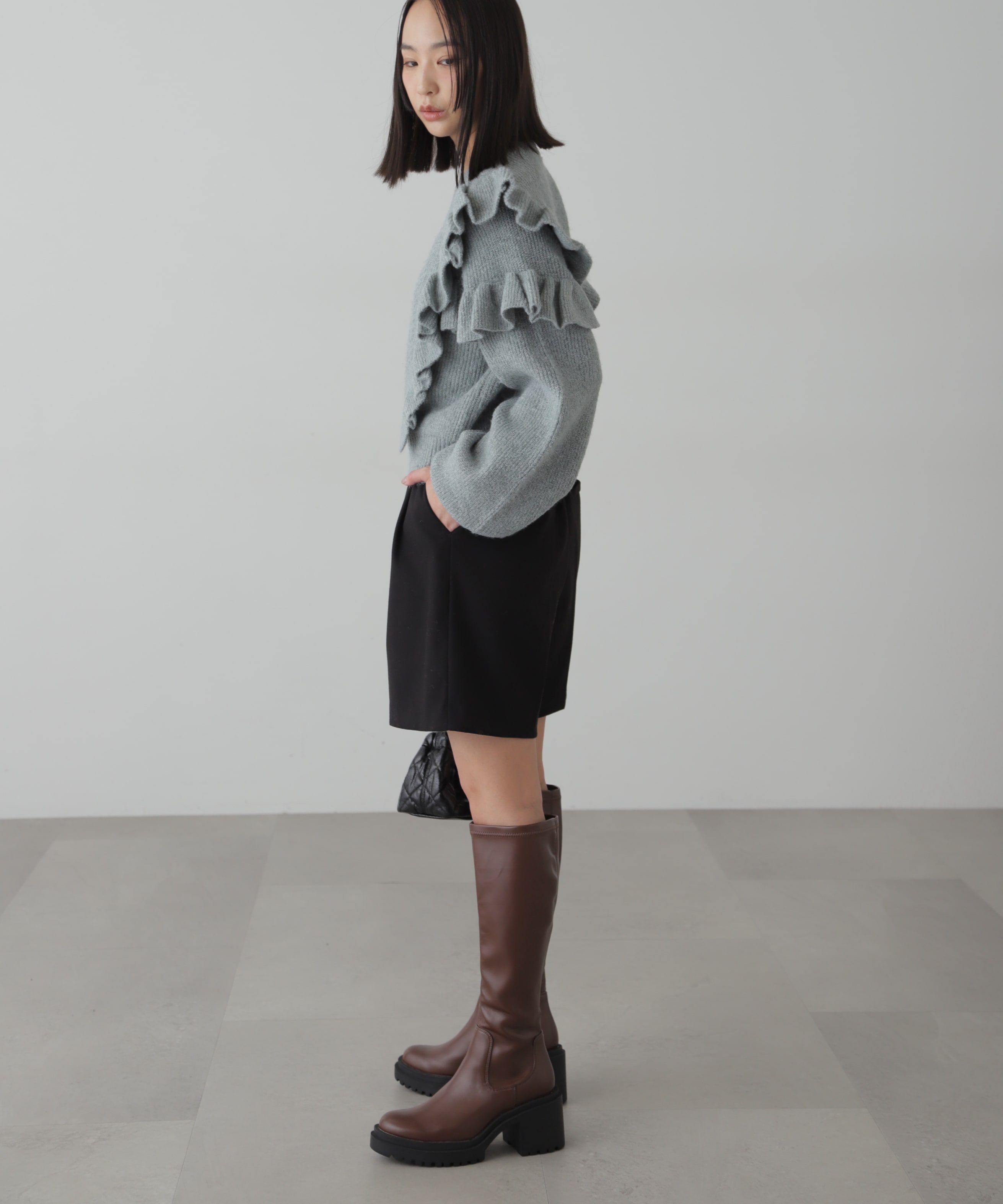  「肩フリルケーブルニット」|ニット・セーター|