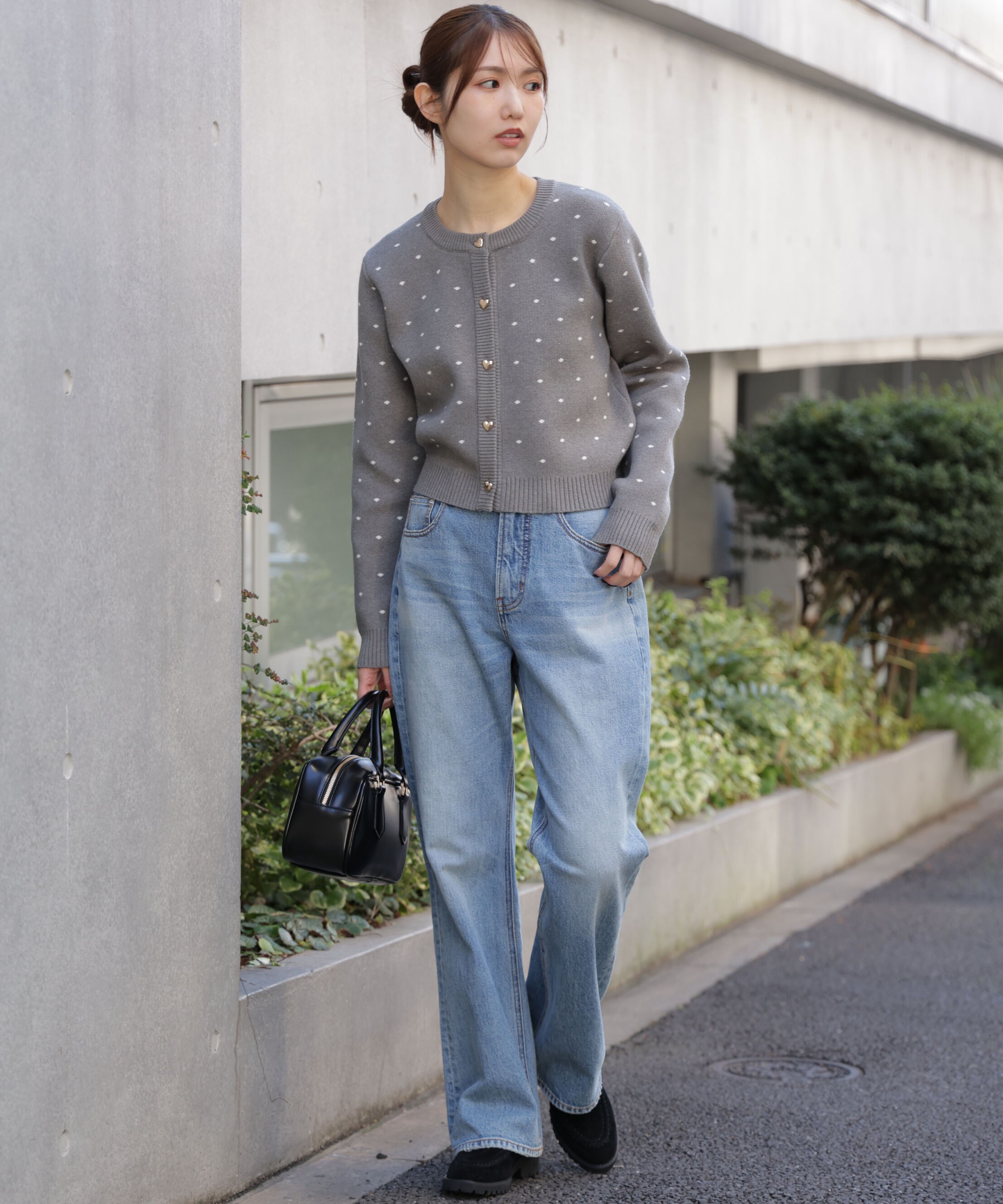  「ハートボタンドット柄カーディガン」|ニット・セーター|