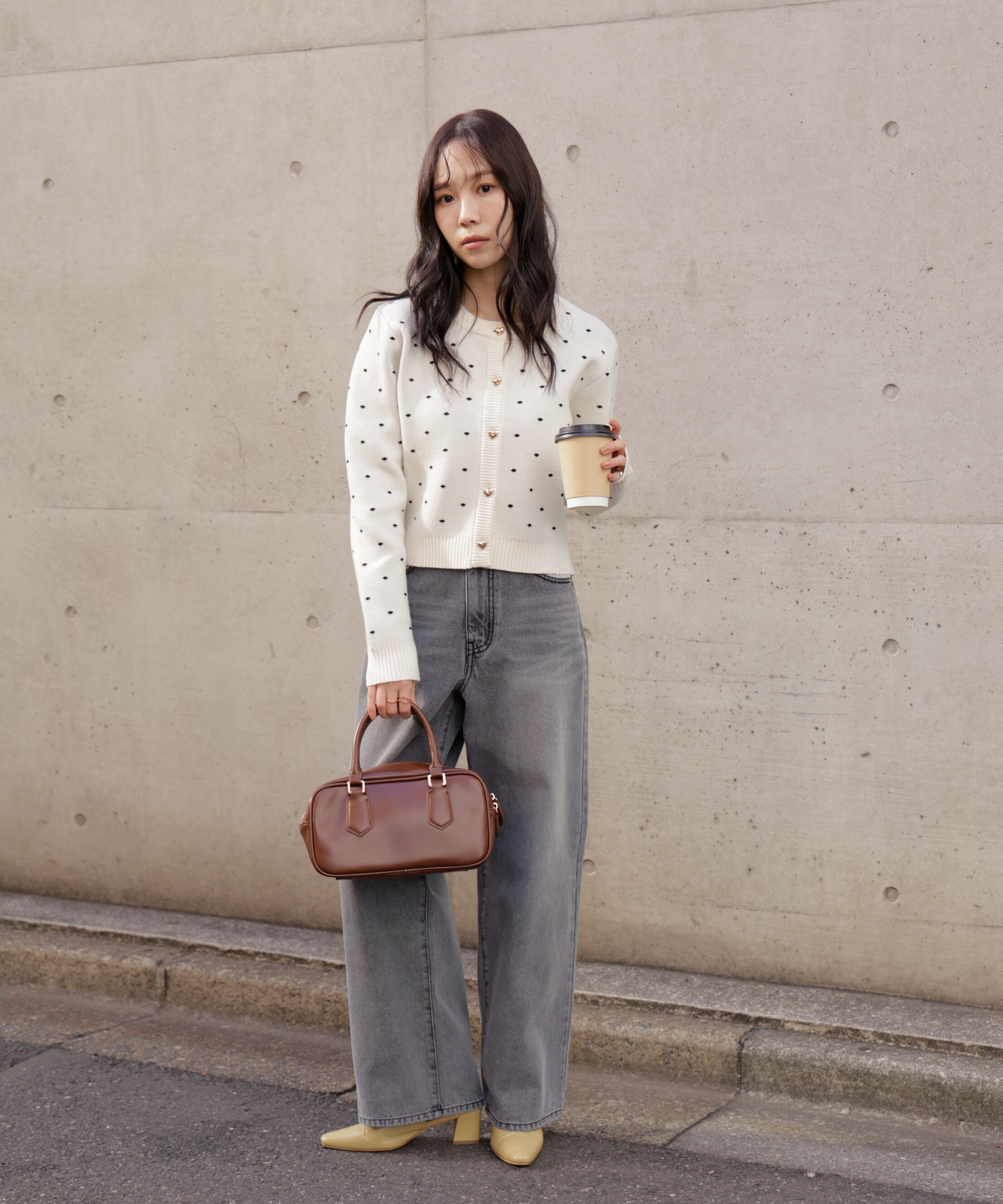  「ハートボタンドット柄カーディガン」|ニット・セーター|