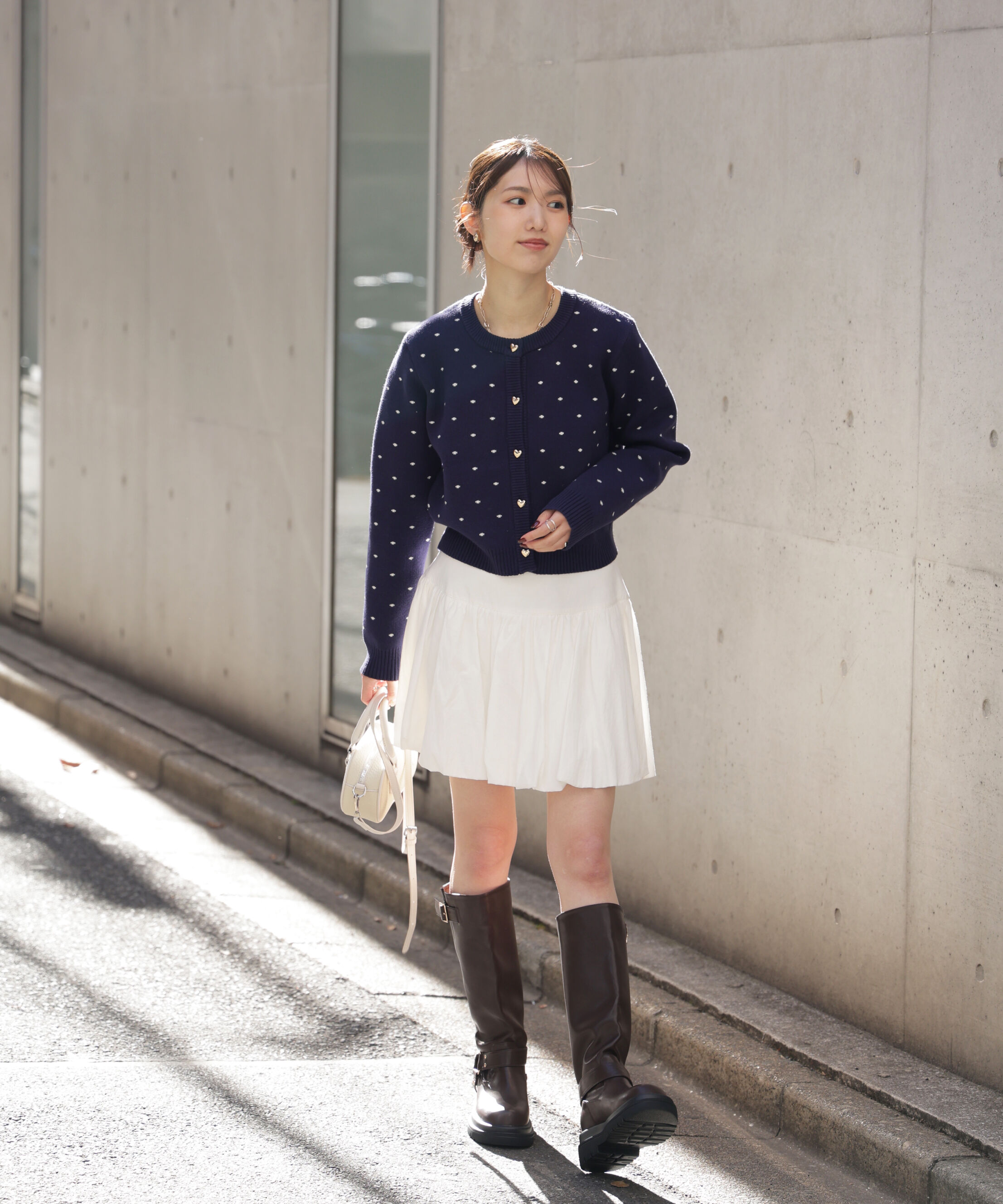  「ハートボタンドット柄カーディガン」|ニット・セーター|
