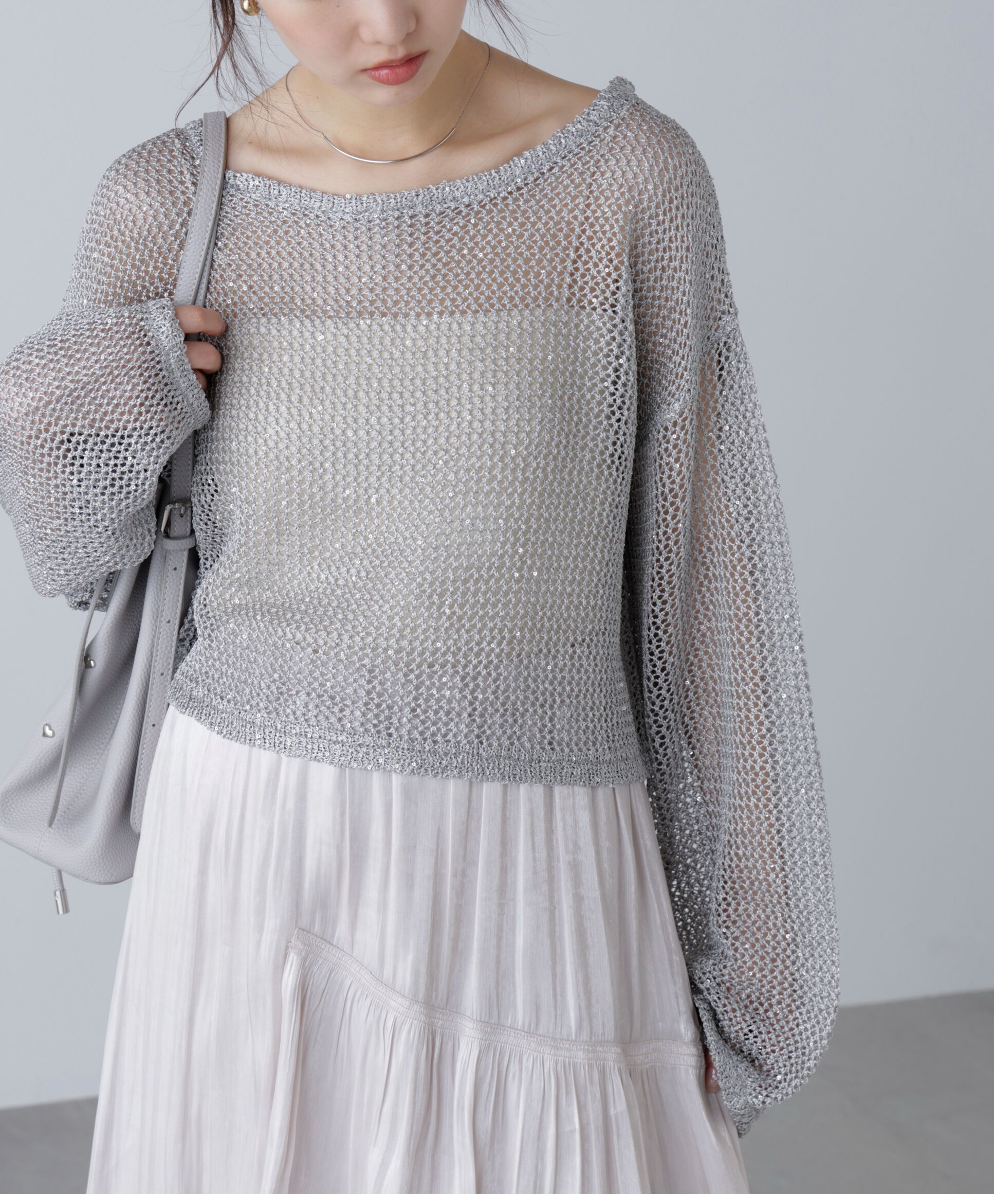  「メッシュスパンコールニット」|ニット・セーター|