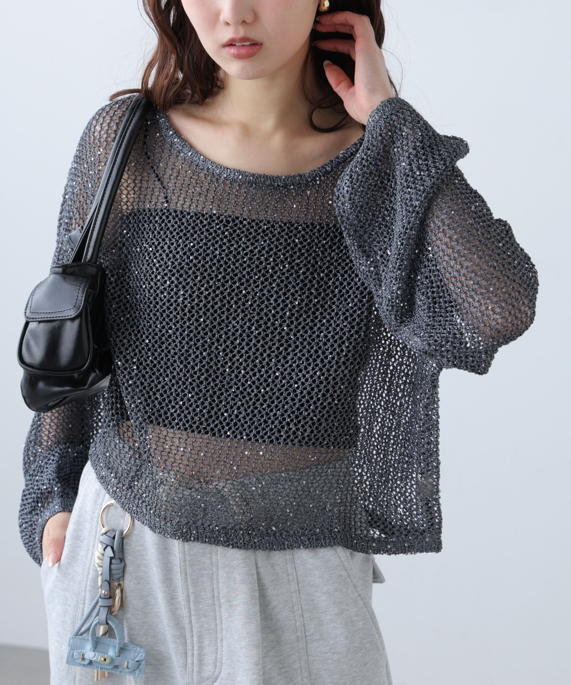  「メッシュスパンコールニット」|ニット・セーター|