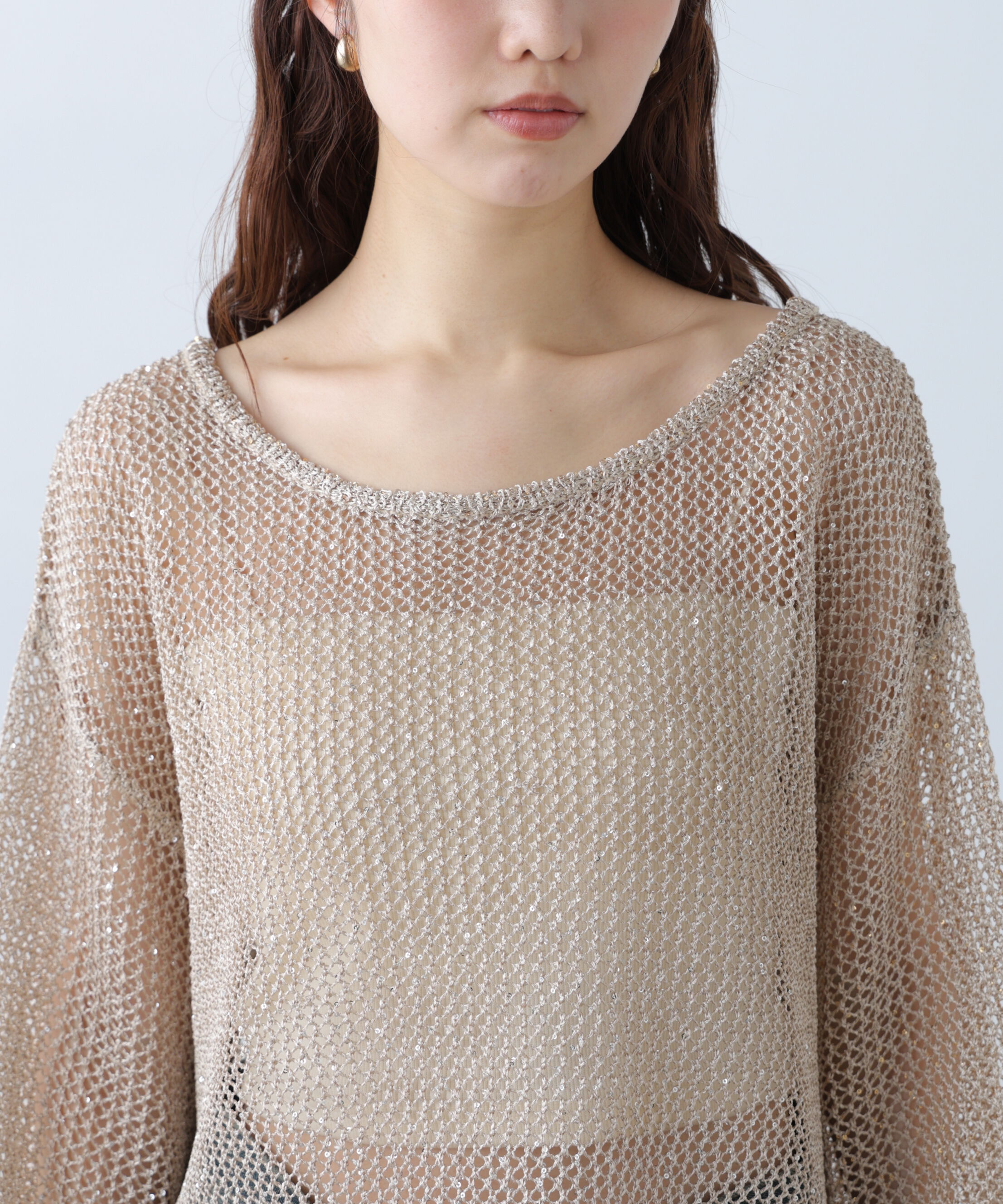  「メッシュスパンコールニット」|ニット・セーター|