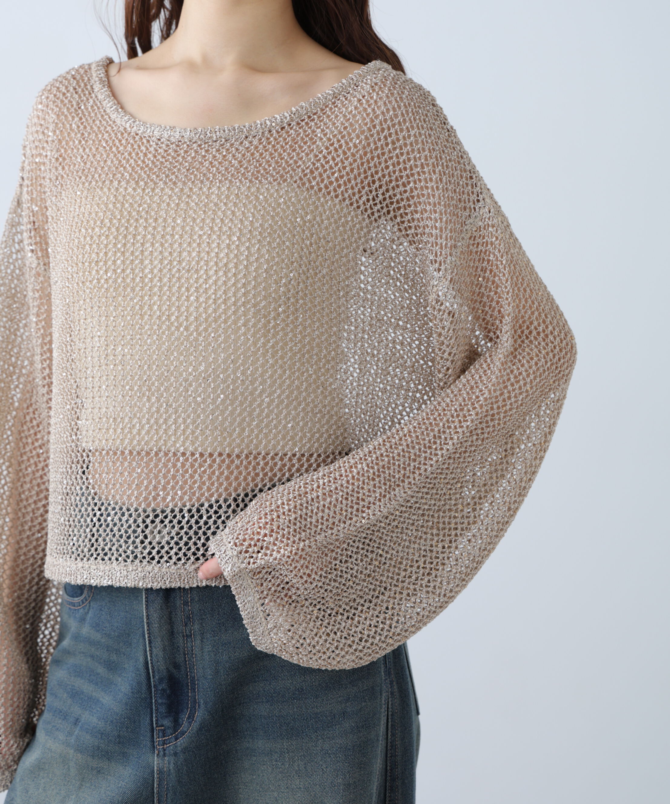 「メッシュスパンコールニット」|ニット・セーター|
