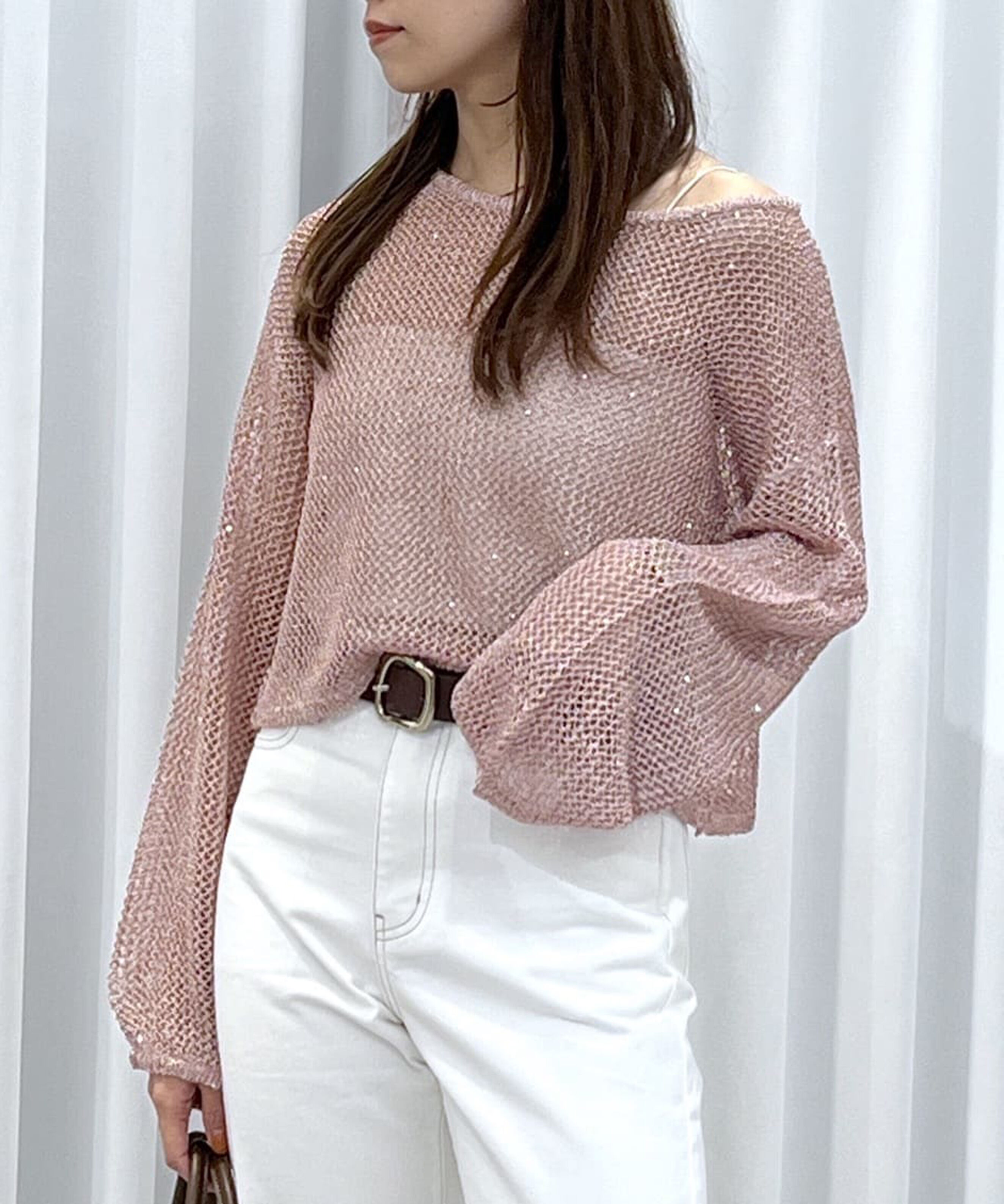  「メッシュスパンコールニット」|ニット・セーター|