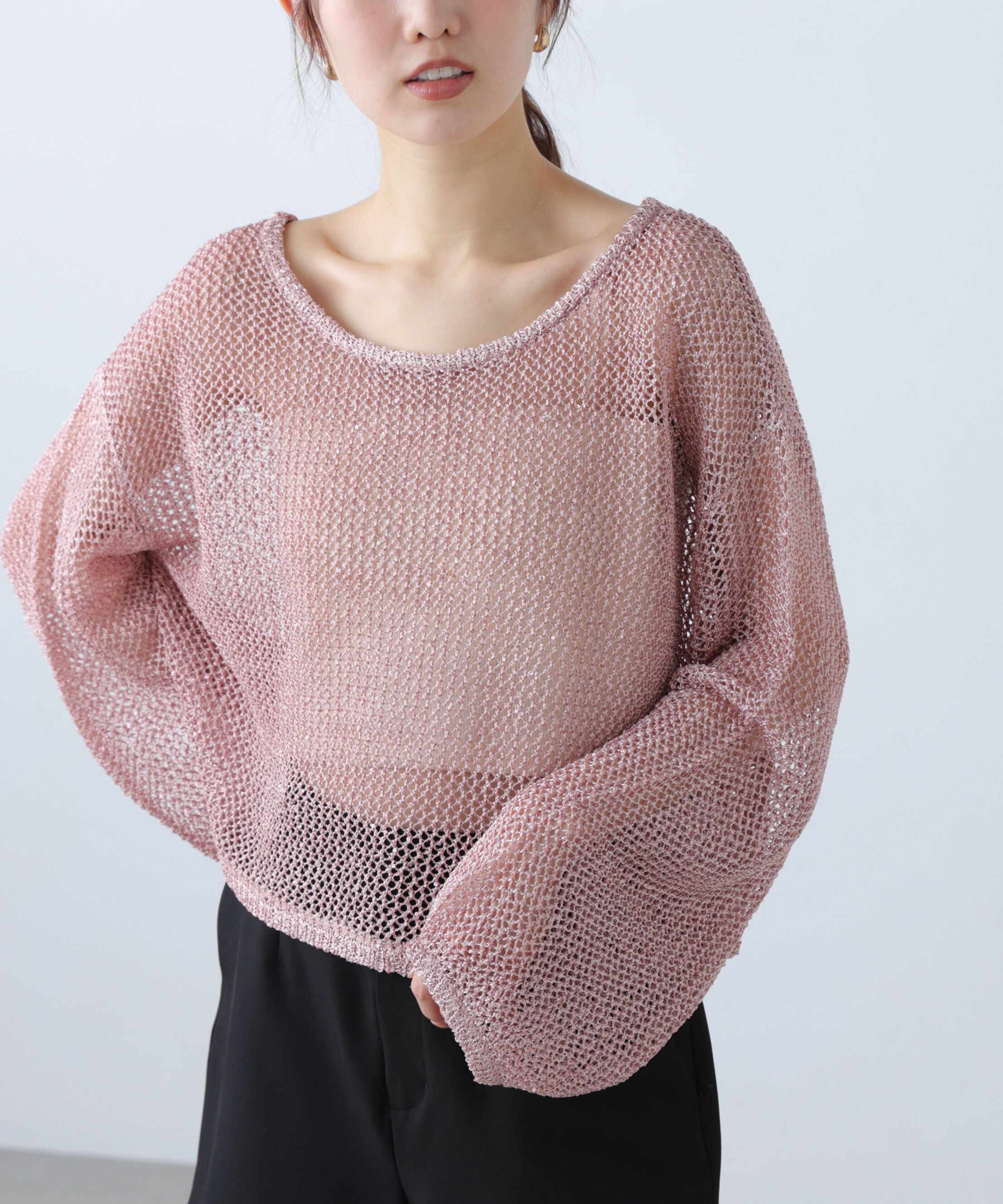  「メッシュスパンコールニット」|ニット・セーター|
