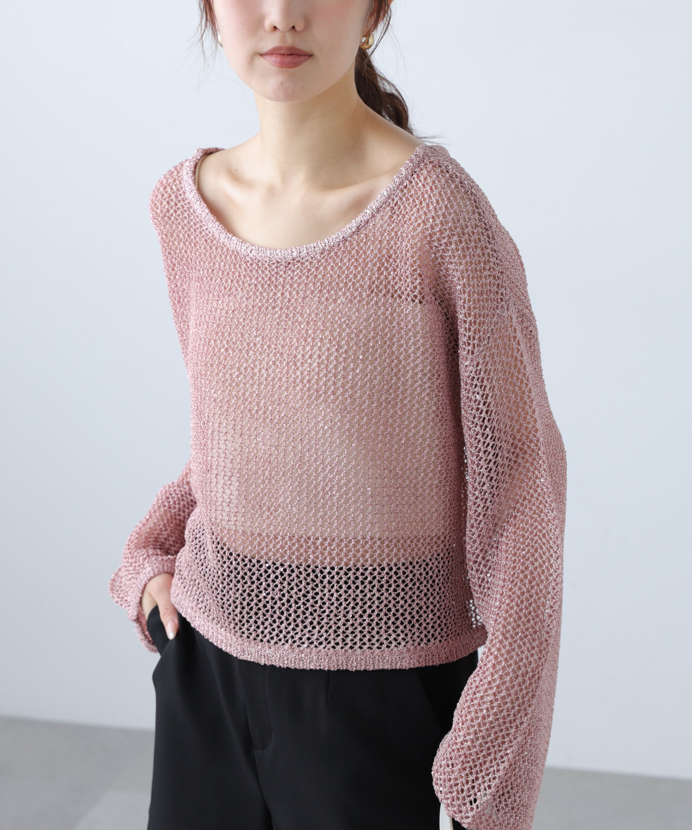  「メッシュスパンコールニット」|ニット・セーター|