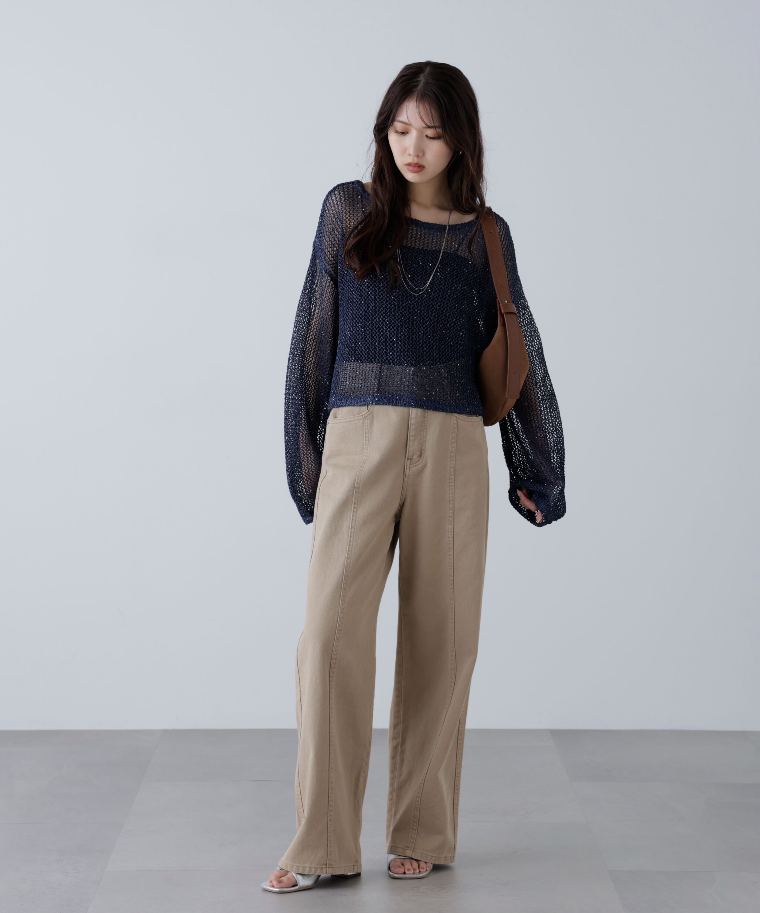  「メッシュスパンコールニット」|ニット・セーター|