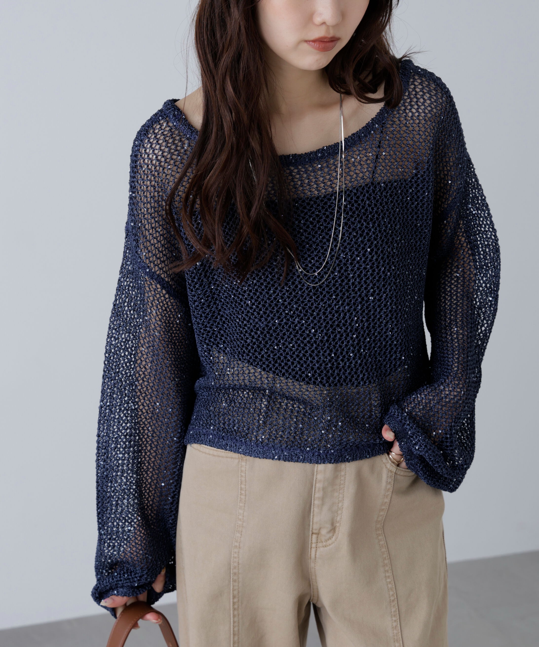  「メッシュスパンコールニット」|ニット・セーター|