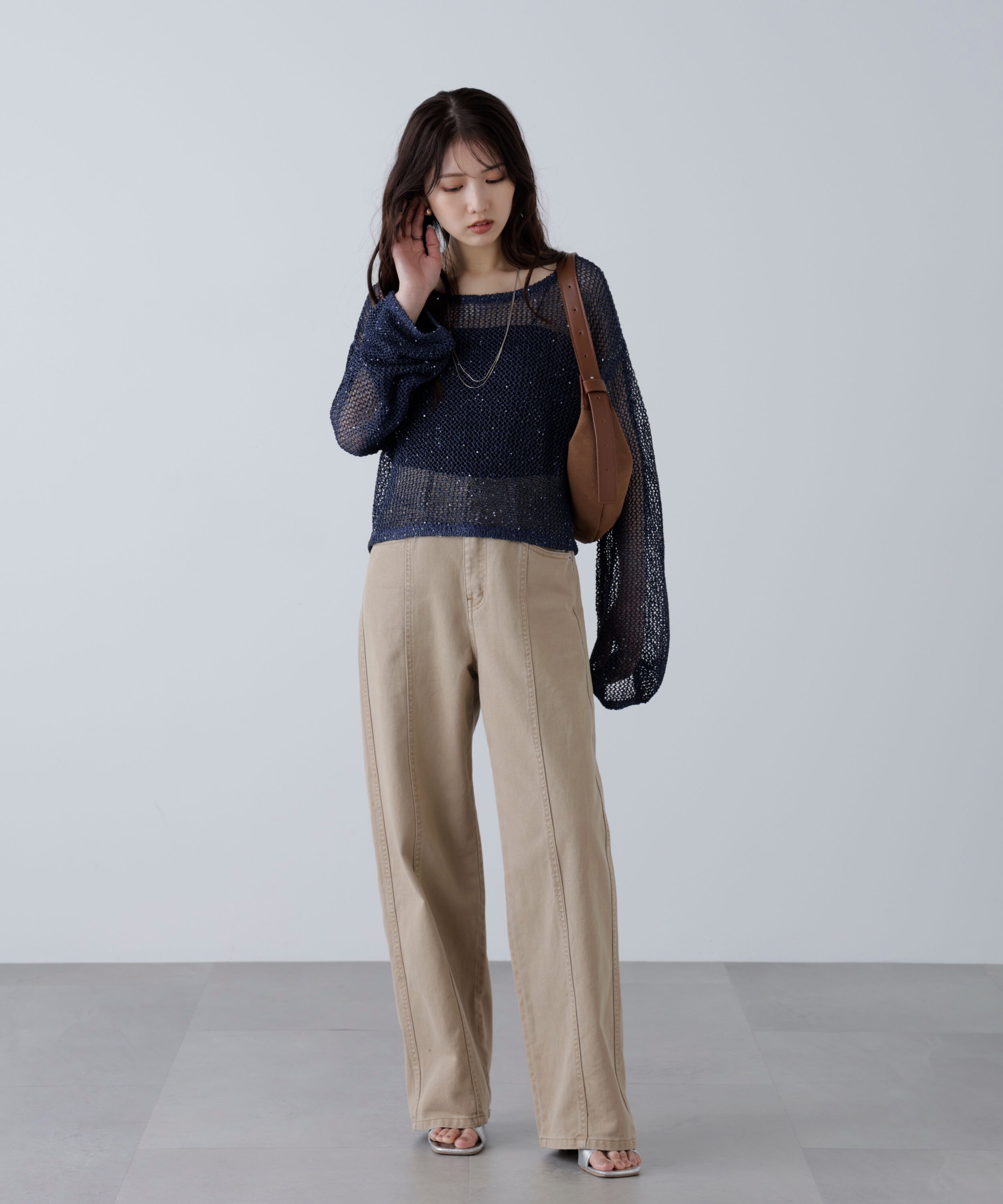  「メッシュスパンコールニット」|ニット・セーター|