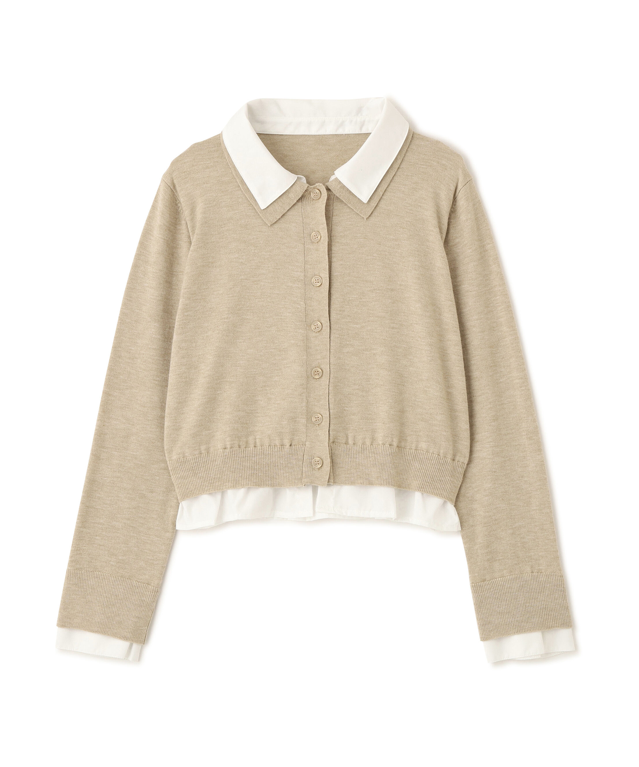  「シャツフェイクレイヤードポロカーディガン」|ニット・セーター|