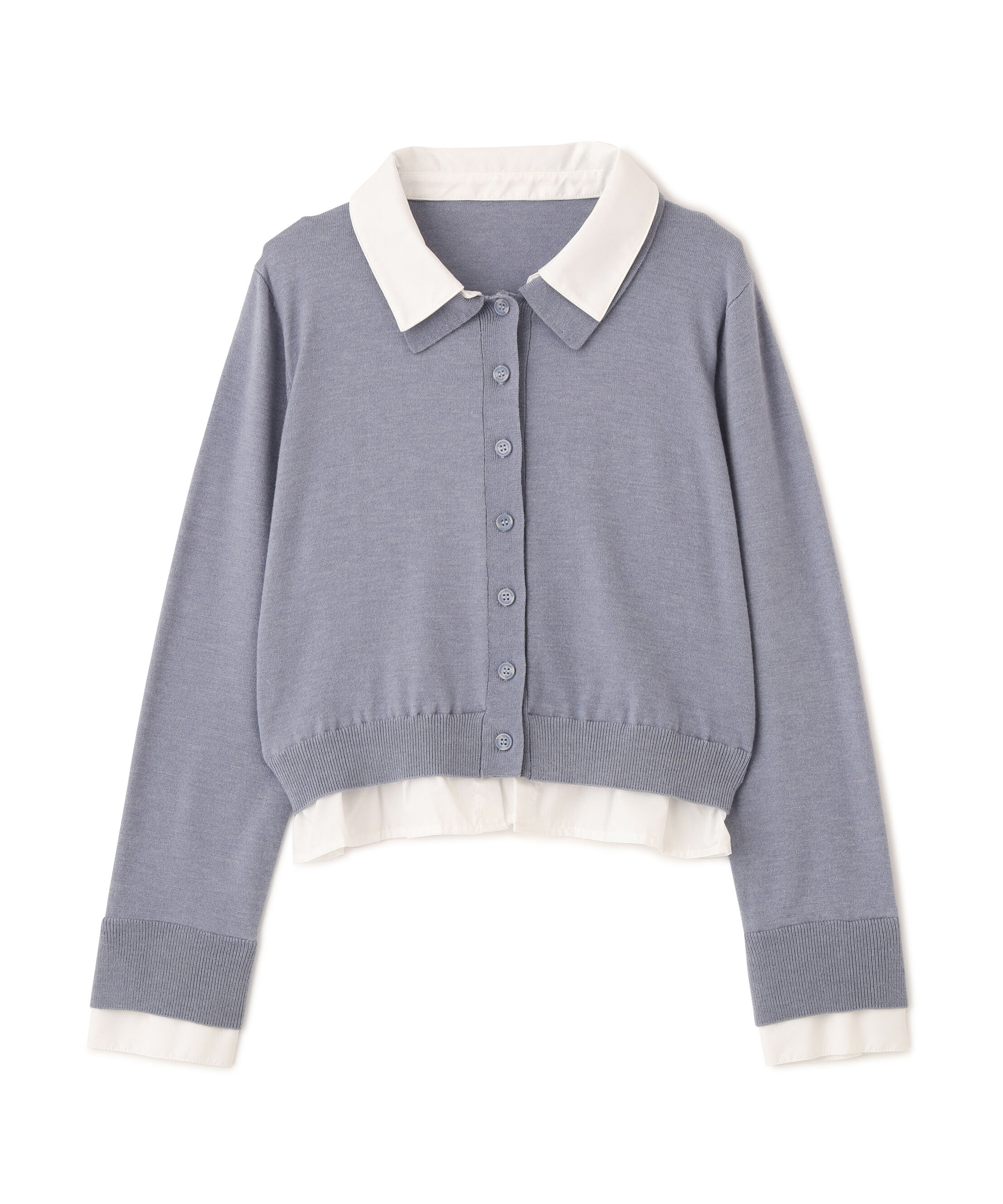  「シャツフェイクレイヤードポロカーディガン」|ニット・セーター|
