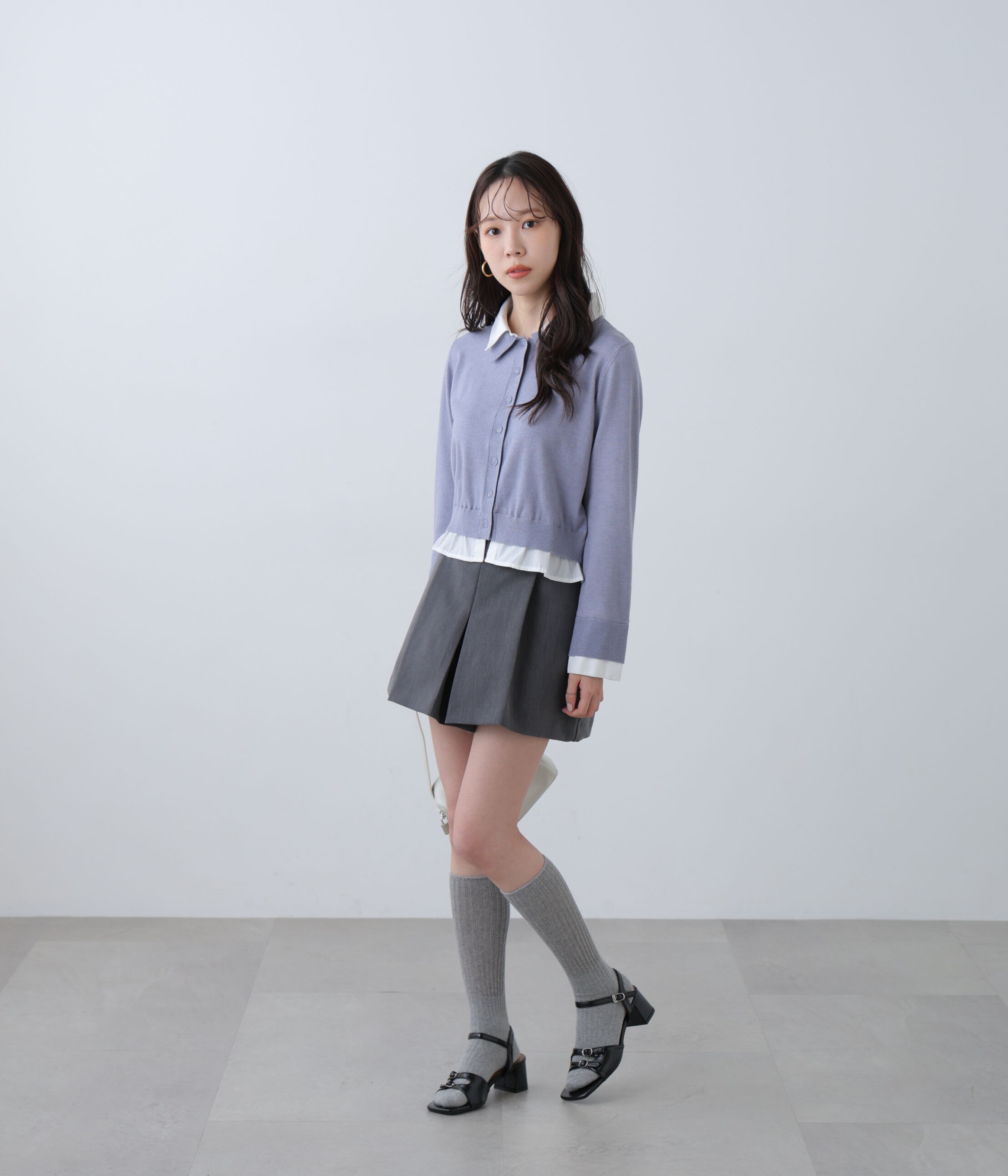  「シャツフェイクレイヤードポロカーディガン」|ニット・セーター|