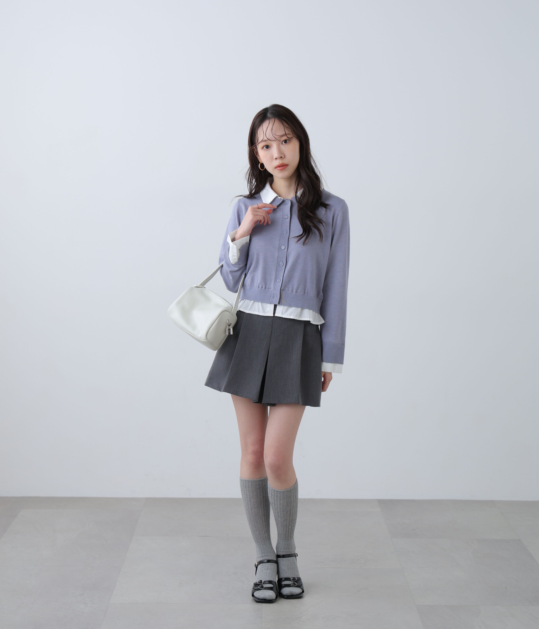  「シャツフェイクレイヤードポロカーディガン」|ニット・セーター|