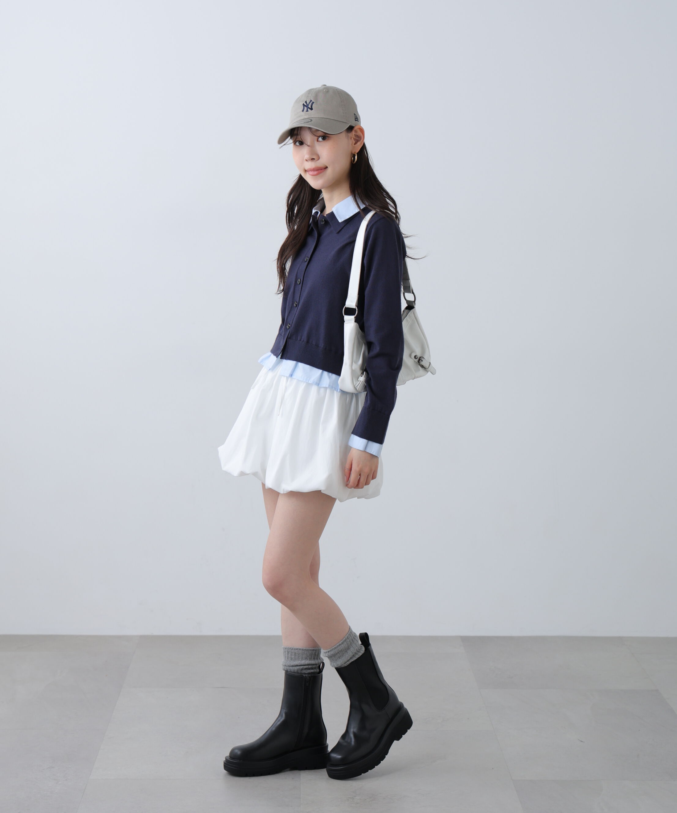  「シャツフェイクレイヤードポロカーディガン」|ニット・セーター|