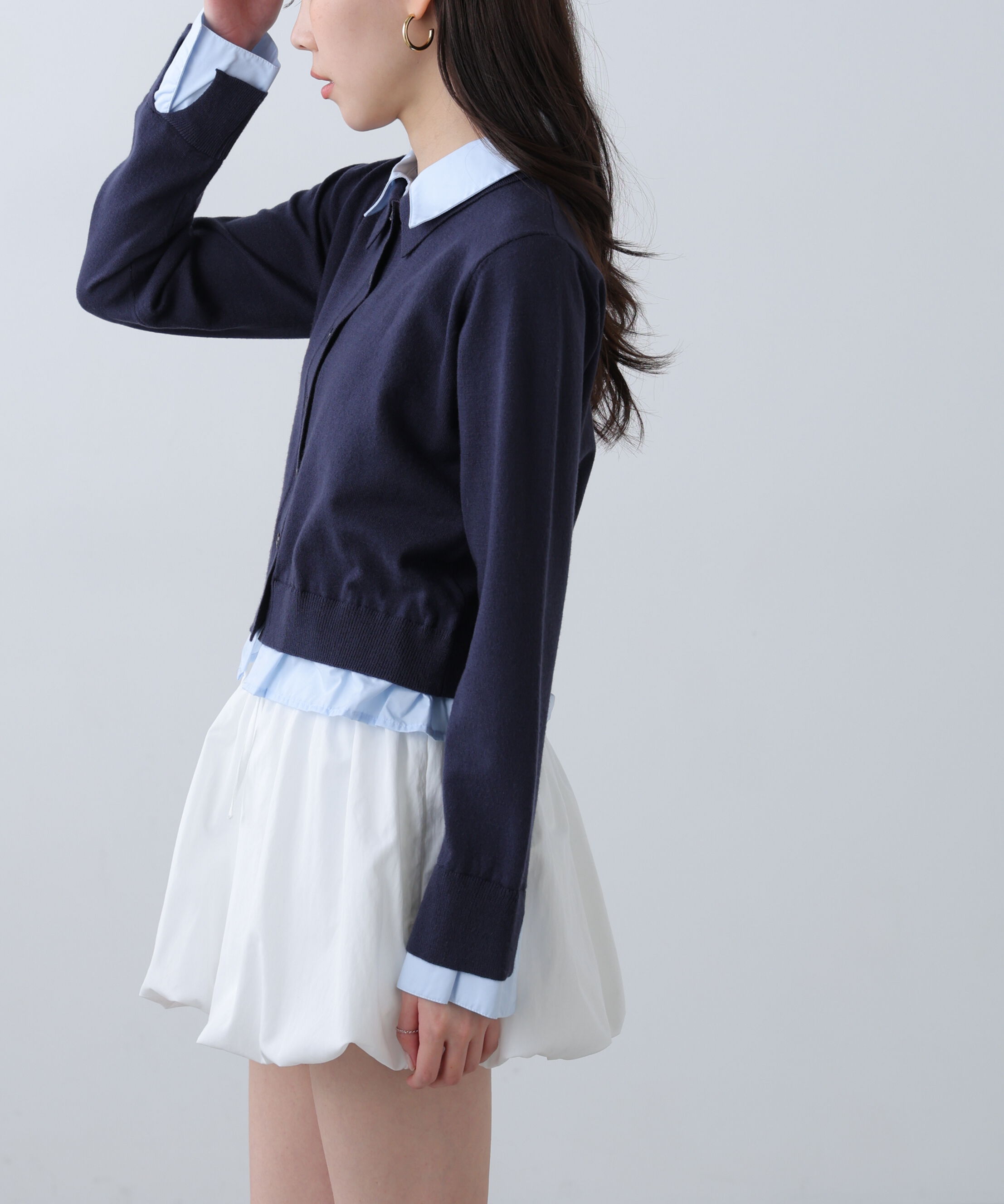  「シャツフェイクレイヤードポロカーディガン」|ニット・セーター|