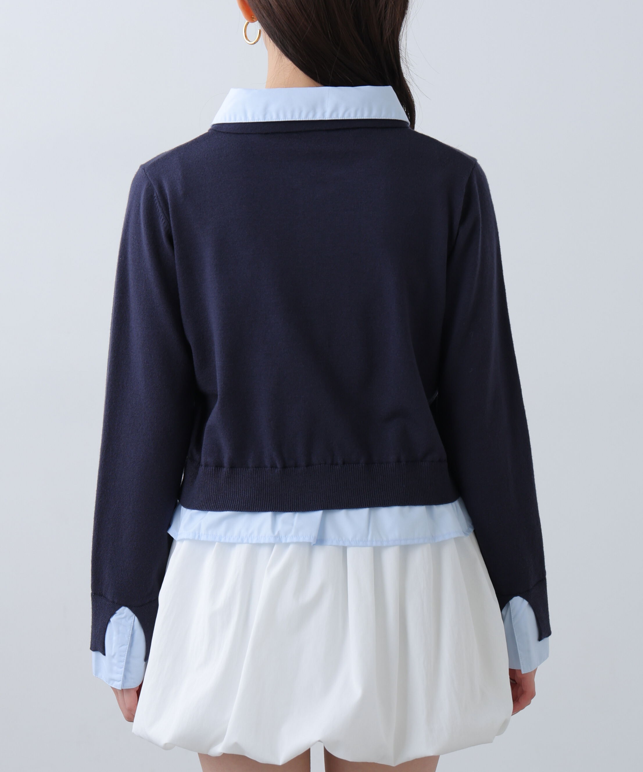  「シャツフェイクレイヤードポロカーディガン」|ニット・セーター|