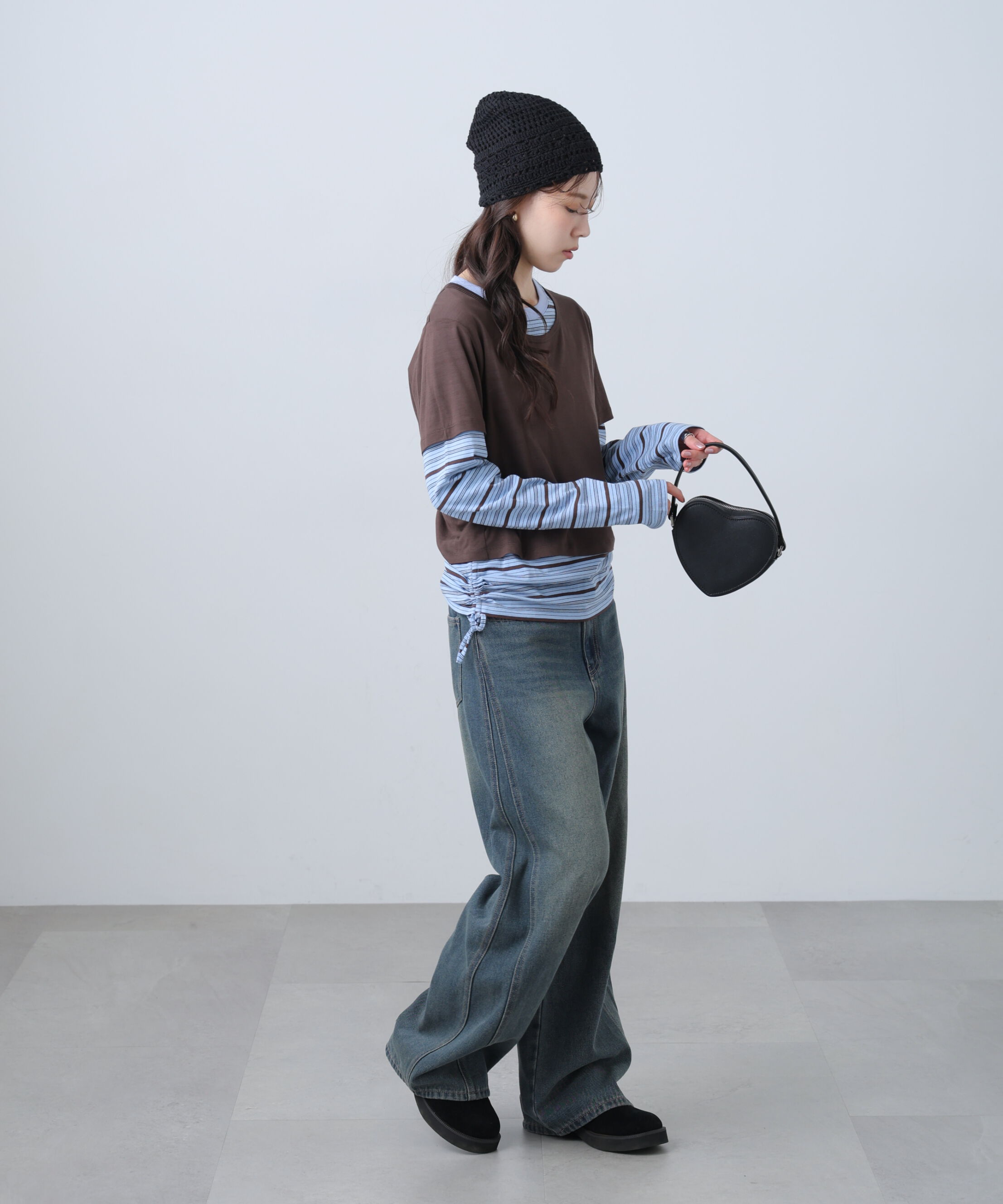  「シアーTシャツレイヤードボーダーロンT」|Tシャツ・カットソー|