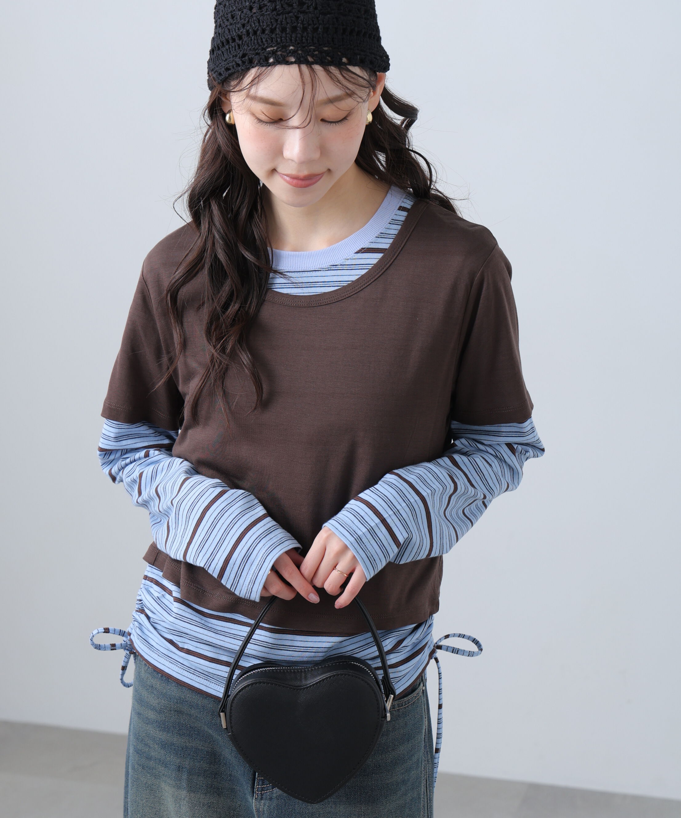  「シアーTシャツレイヤードボーダーロンT」|Tシャツ・カットソー|