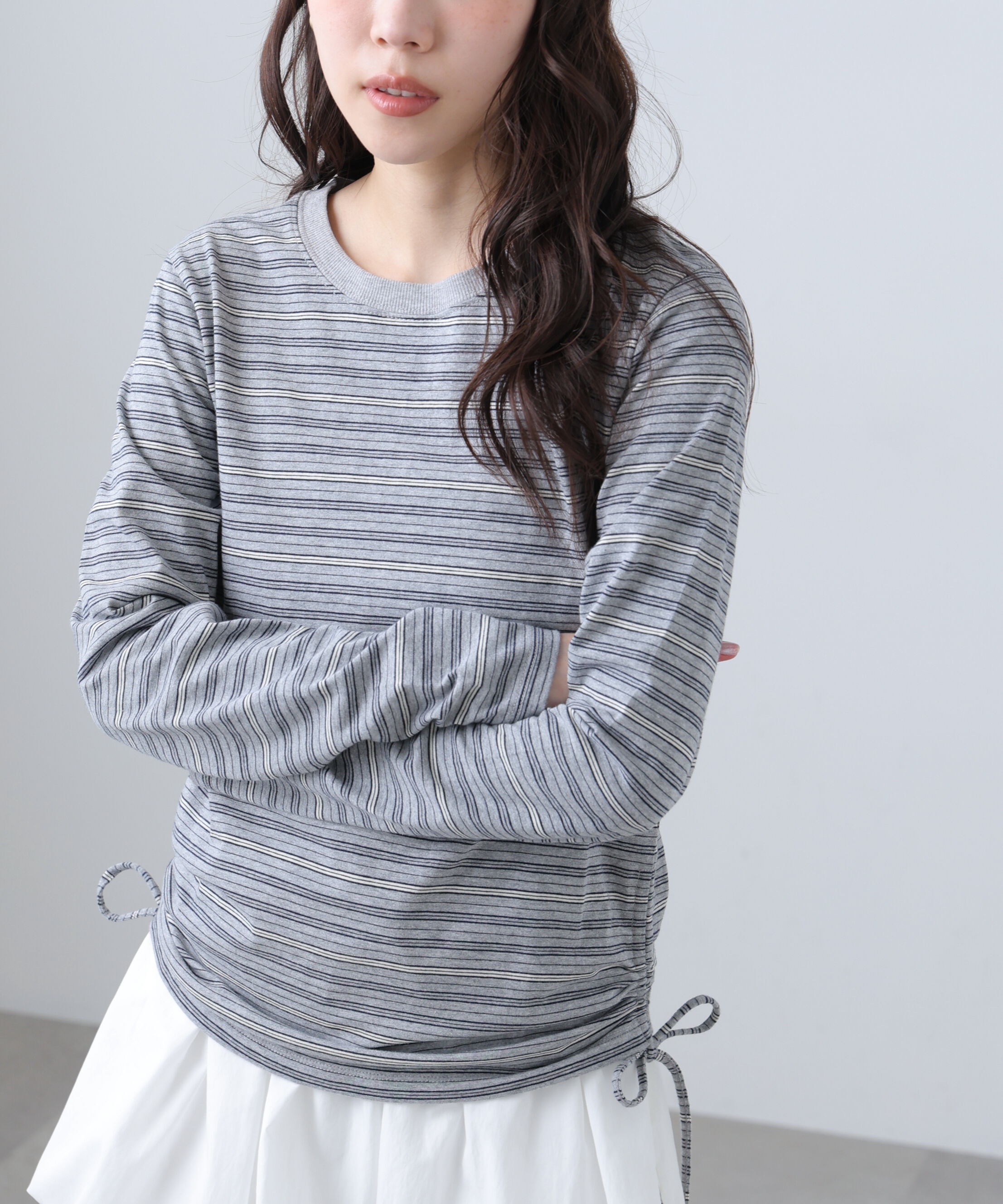  「シアーTシャツレイヤードボーダーロンT」|Tシャツ・カットソー|