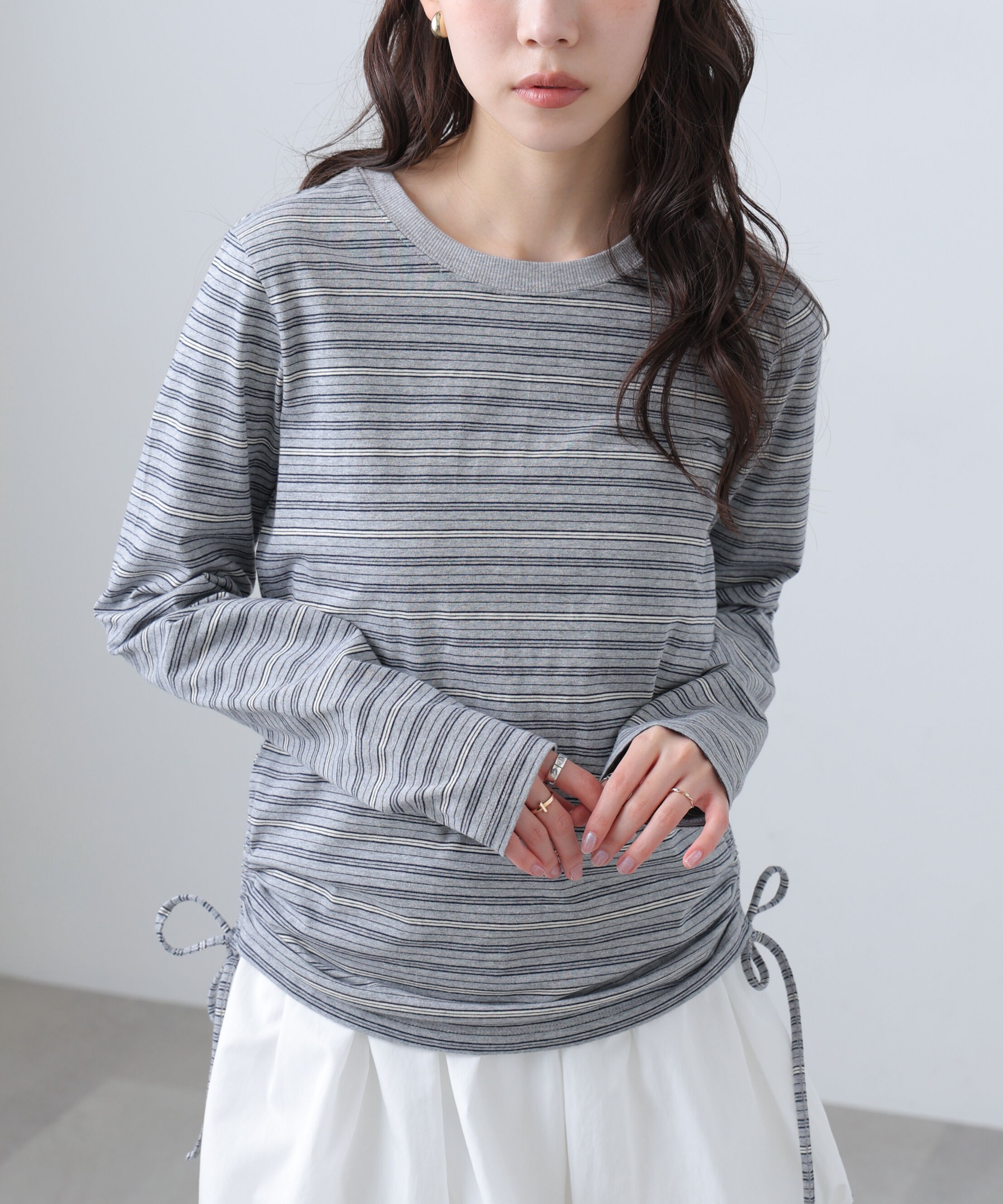  「シアーTシャツレイヤードボーダーロンT」|Tシャツ・カットソー|